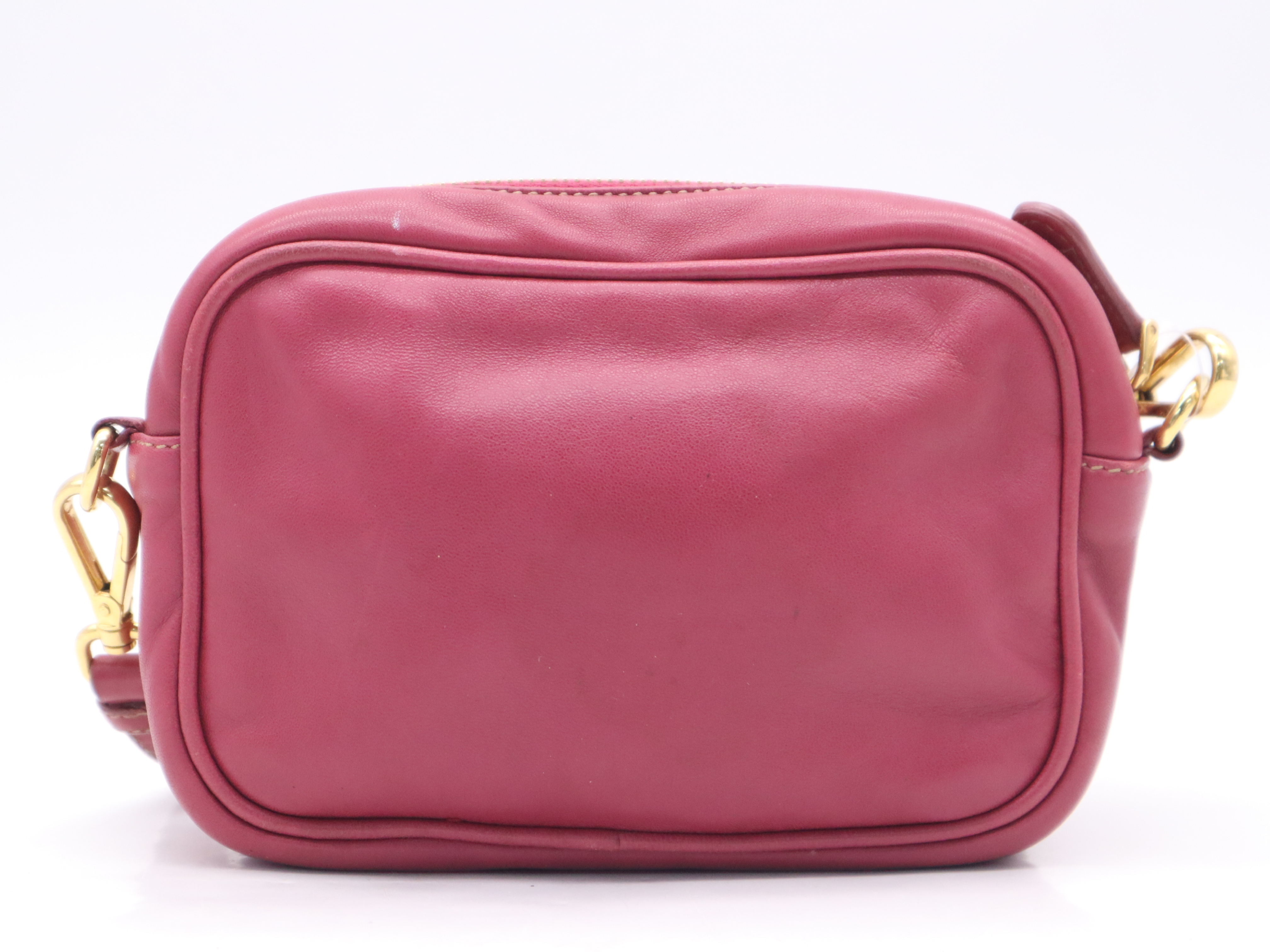 Leather Shoulder Bag with Shoulder Strap, Rose Pink — view 2