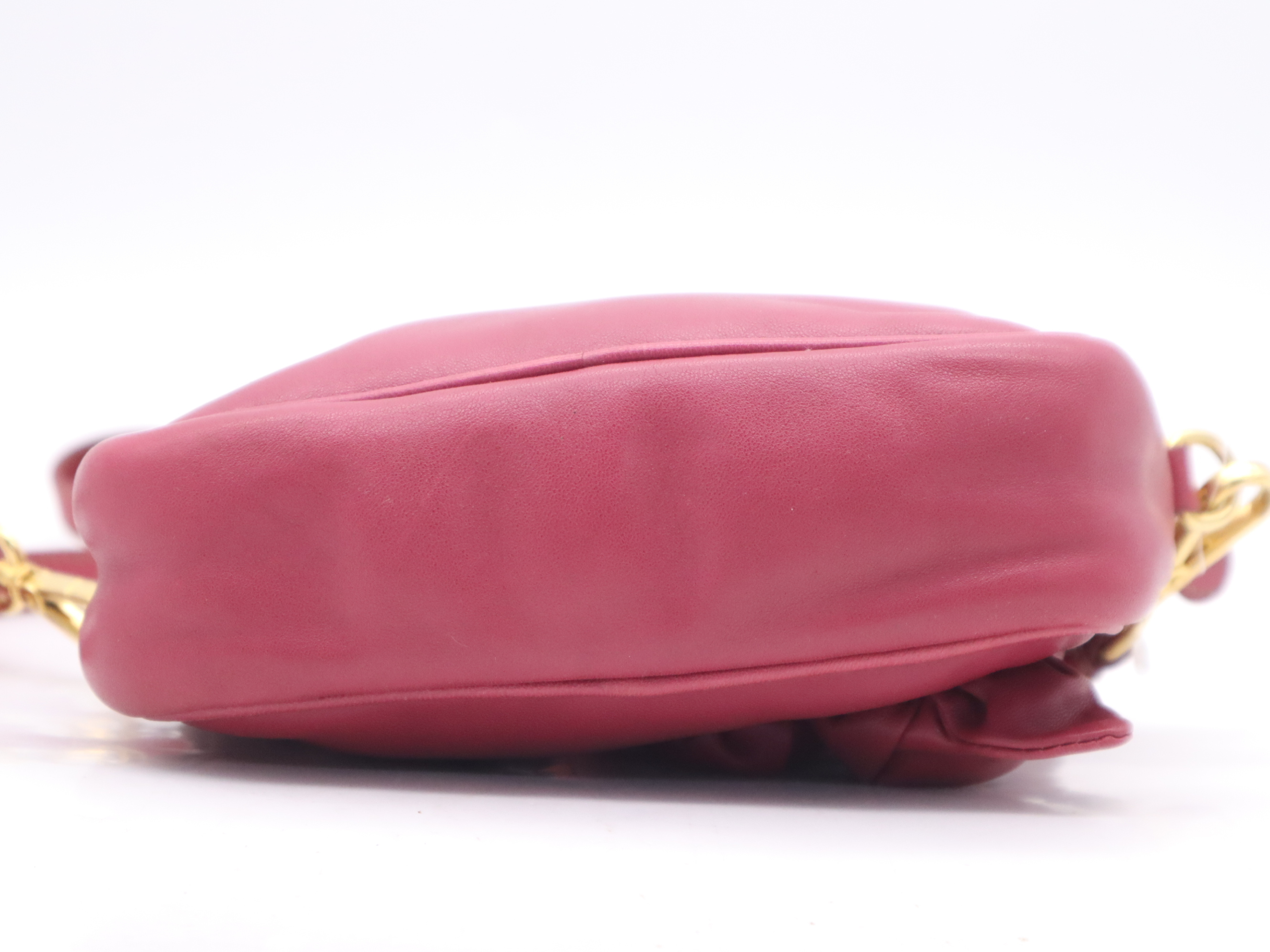Leather Shoulder Bag with Shoulder Strap, Rose Pink — view 4