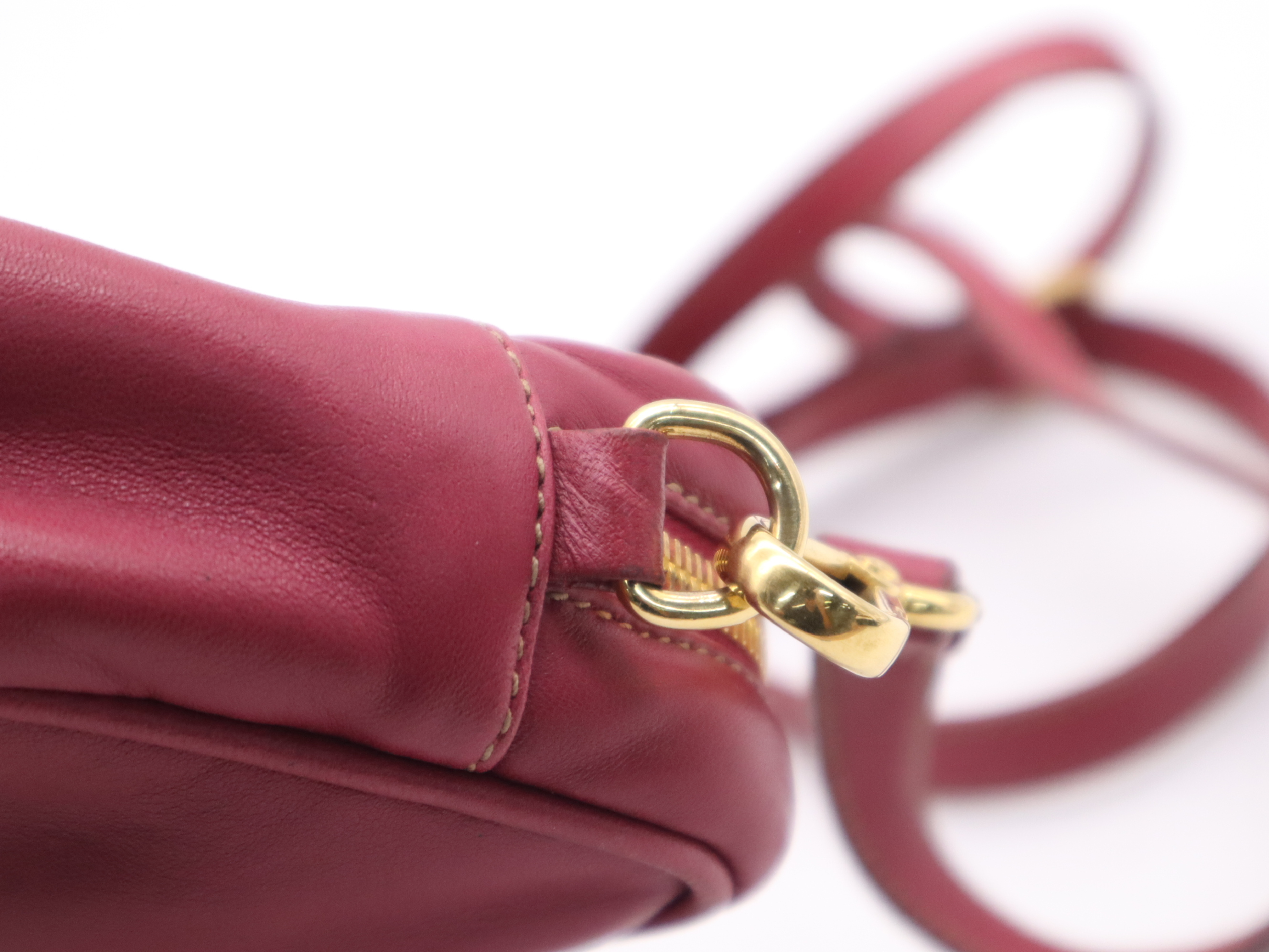 Leather Shoulder Bag with Shoulder Strap, Rose Pink — view 7