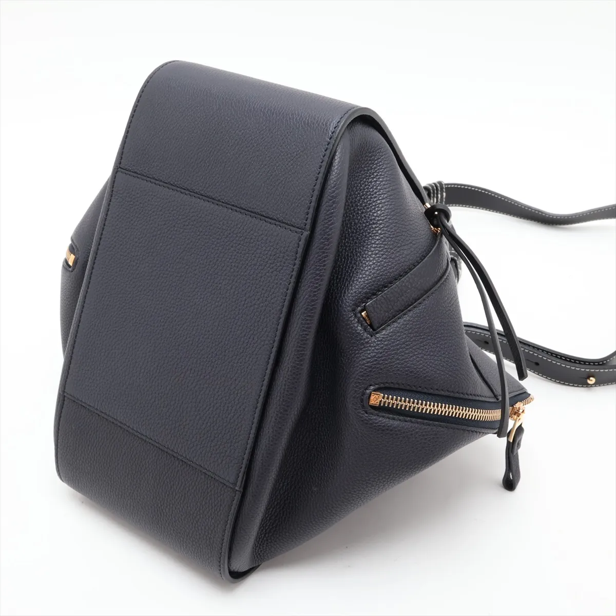 Hammock Small Leather 2-Way Handbag, Navy x Black — view 3