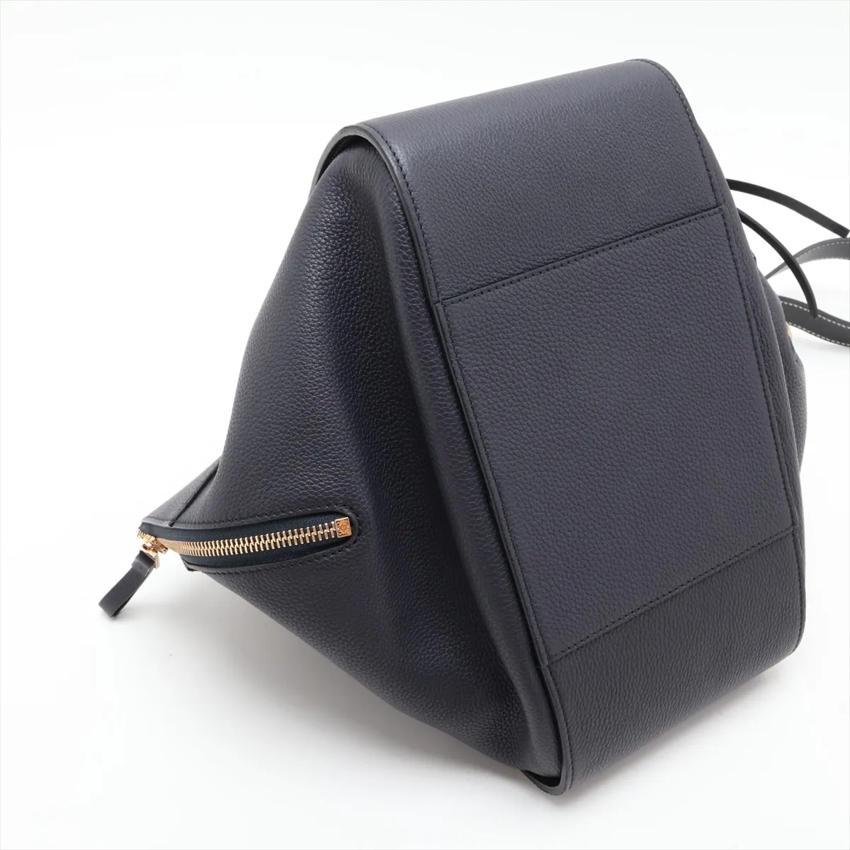 Hammock Small Leather 2-Way Handbag, Navy x Black — view 4