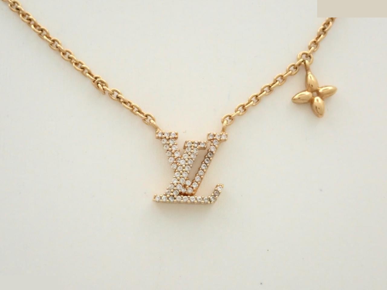 LV Iconic Necklace, Rhinestone, Gold, VA1252