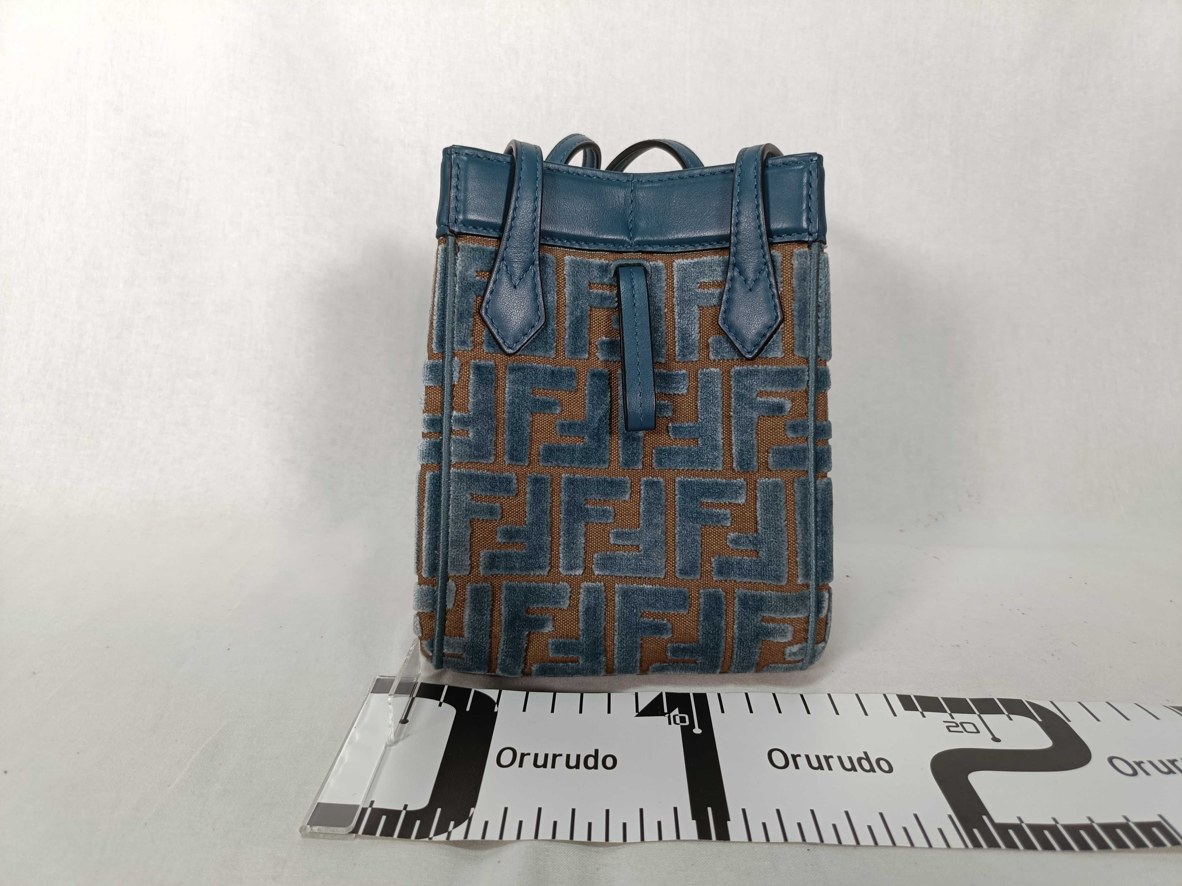DU- Origami Velour Shoulder Bag Blue 8BS083 Handbag — view 2