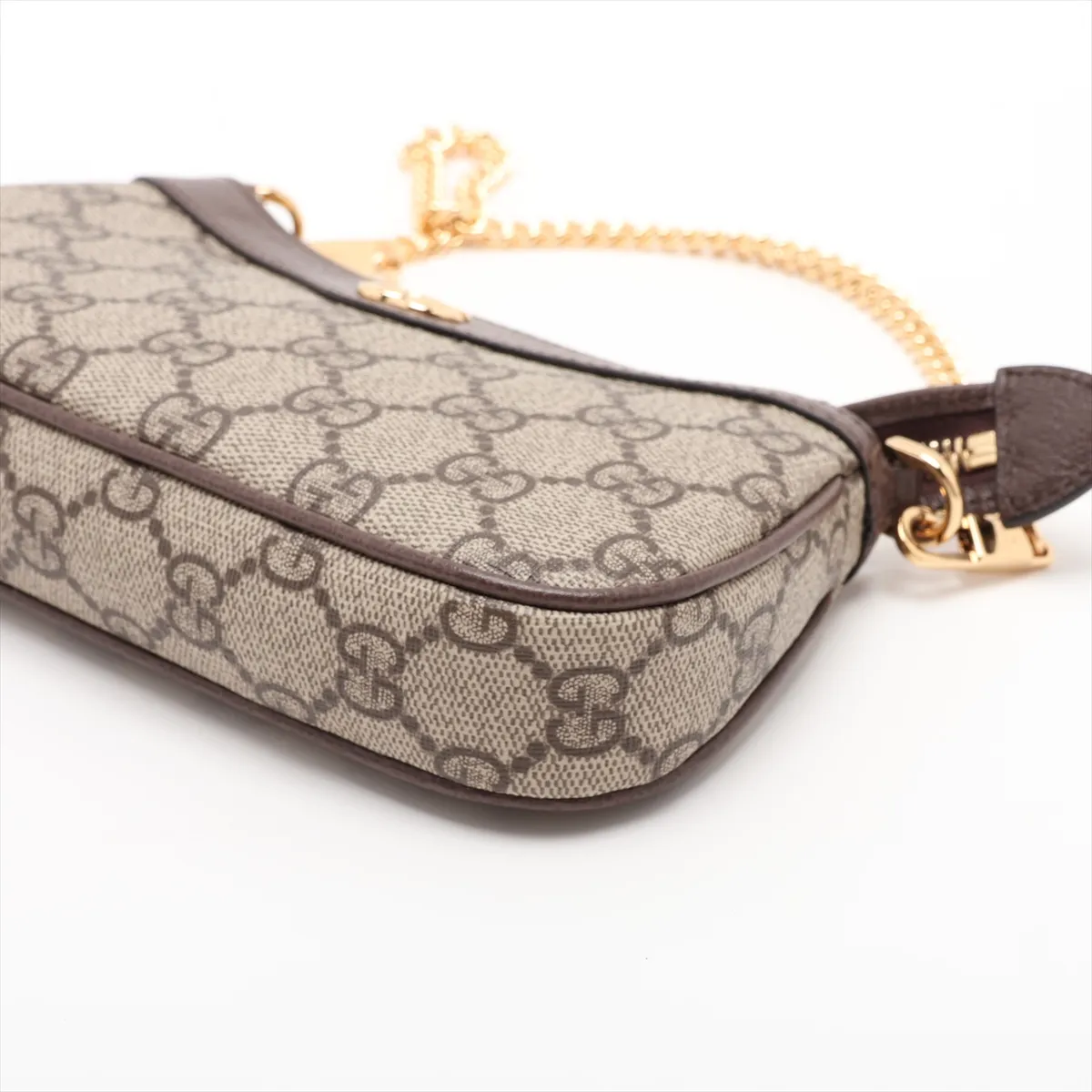 GG Supreme 764960 PVC x Leather Chain Handbag Beige x Brown — view 3