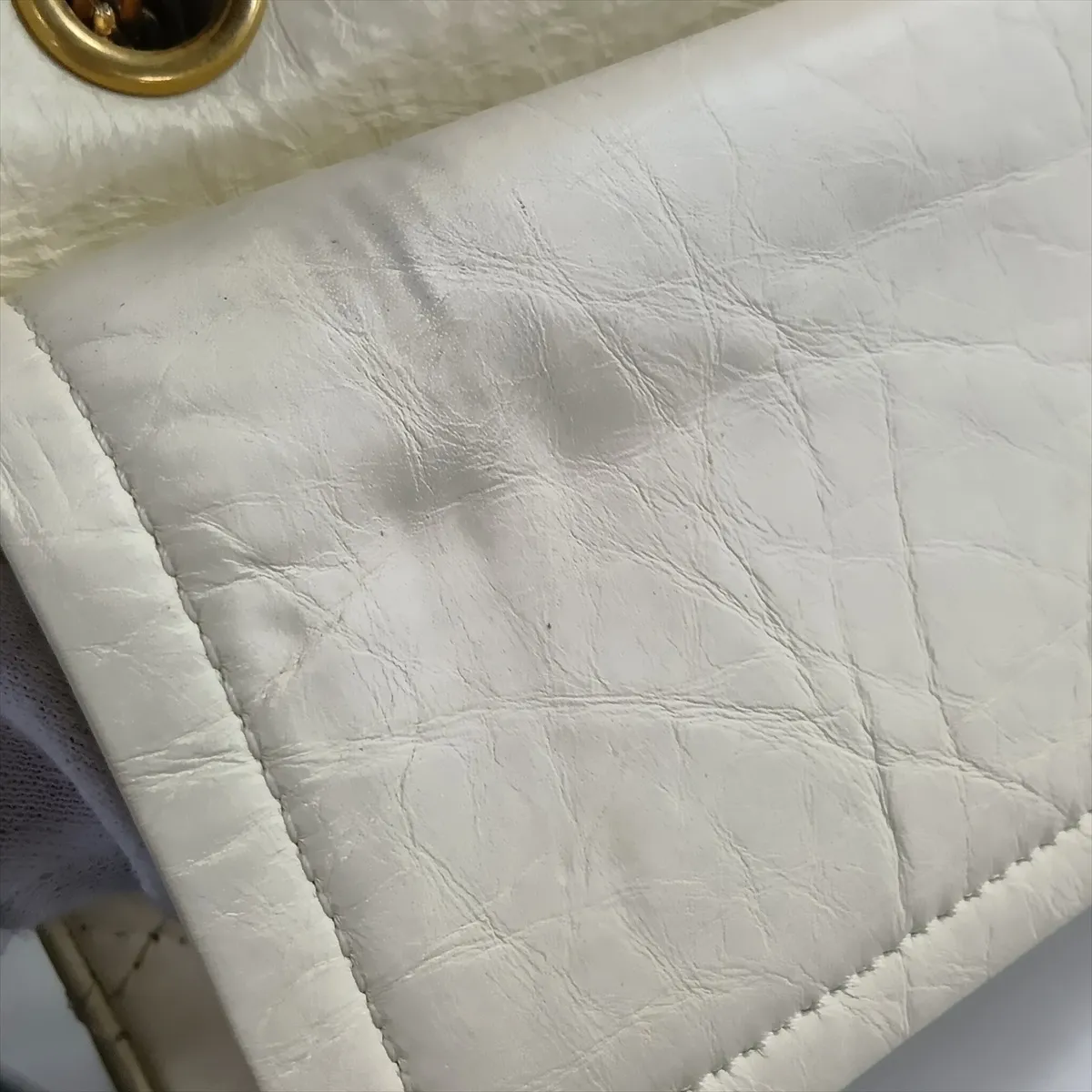 Matelassé 2.55 Large Vintage Calf Double Flap Double Chain Bag, Ivory, Gold Hardware, 14586051, Serial Number 14, A37587 — view 15