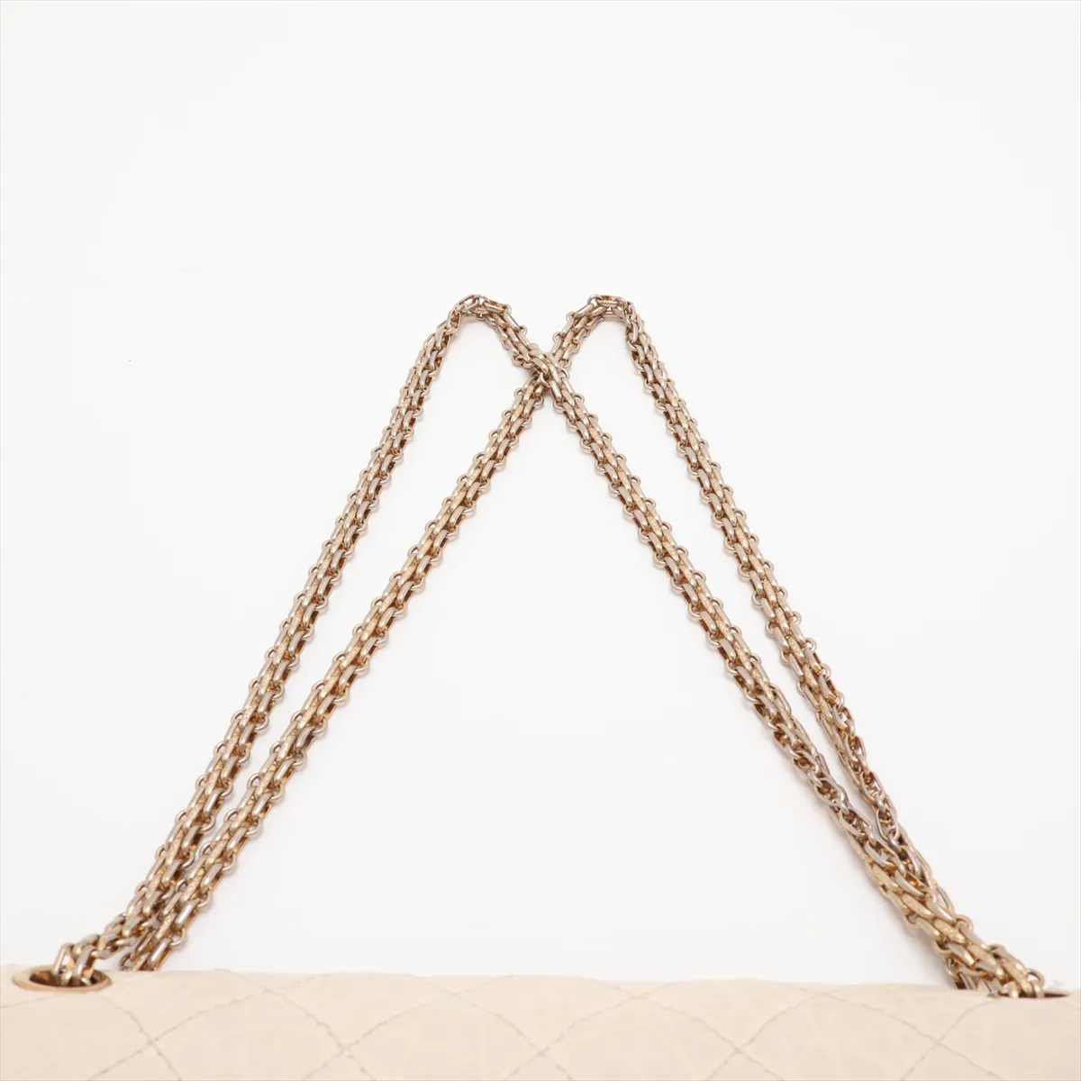 Matelassé 2.55 Large Vintage Calf Double Flap Double Chain Bag, Ivory, Gold Hardware, 14586051, Serial Number 14, A37587 — view 6