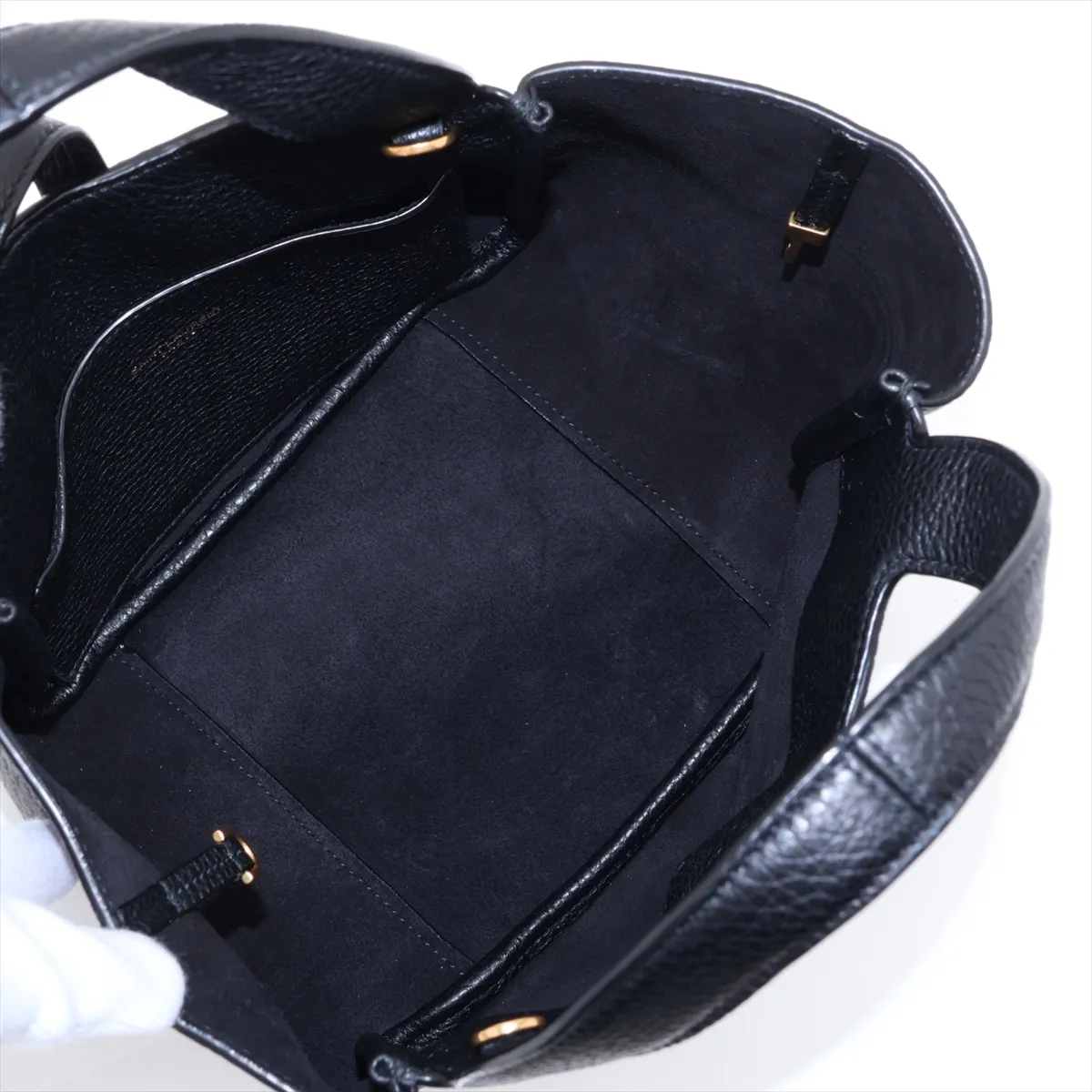 LE 5 A 7 Baby Bear Leather 2-Way Handbag, Black — view 8