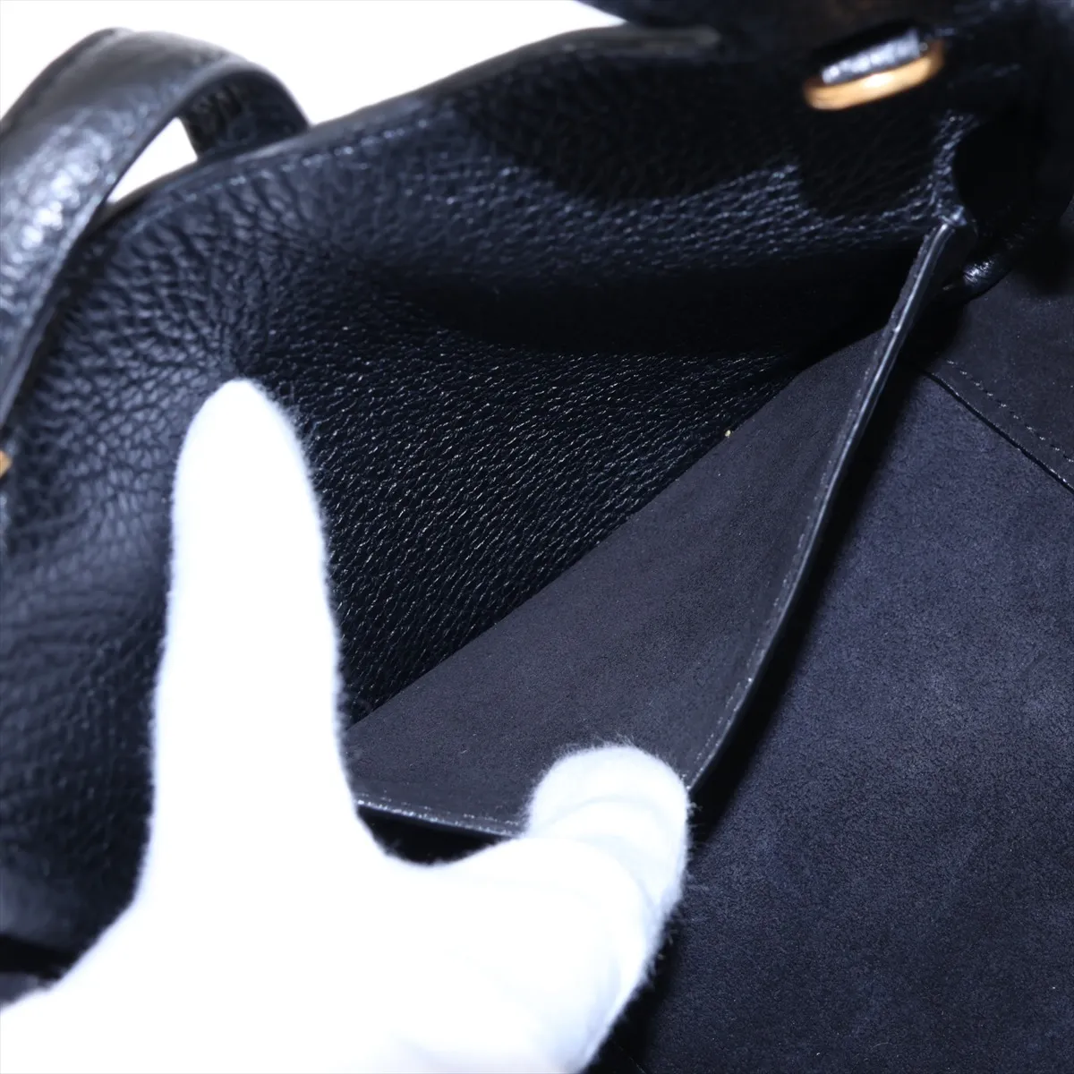 LE 5 A 7 Baby Bear Leather 2-Way Handbag, Black — view 9