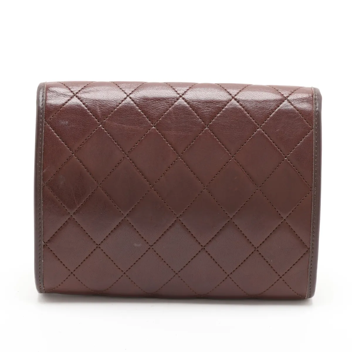 Matelassé Lambskin Chain Shoulder Bag, Push Lock, Brown, Gold Hardware, 127010 (Serial Number 0) — view 2