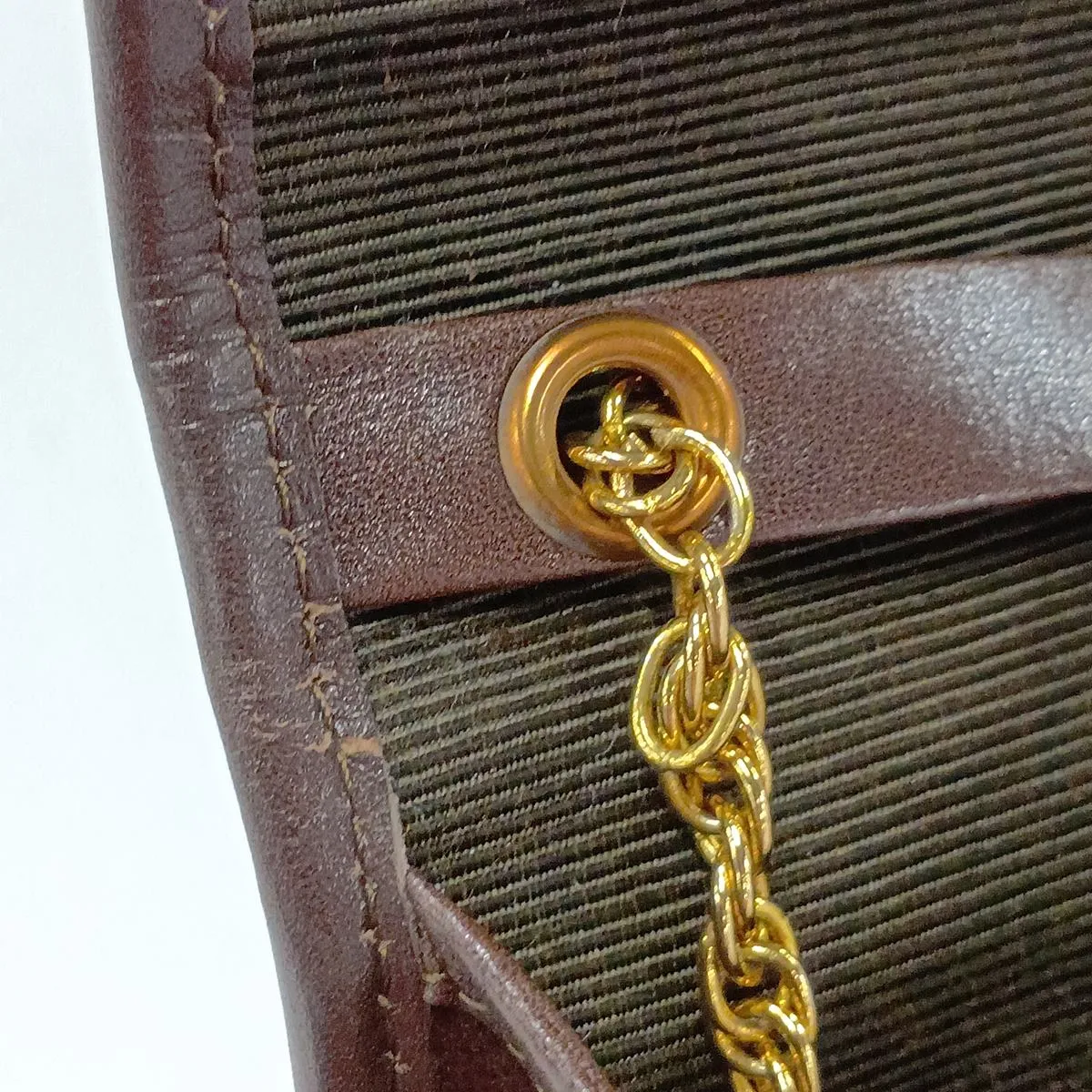 Matelassé Lambskin Chain Shoulder Bag, Push Lock, Brown, Gold Hardware, 127010 (Serial Number 0) — view 8