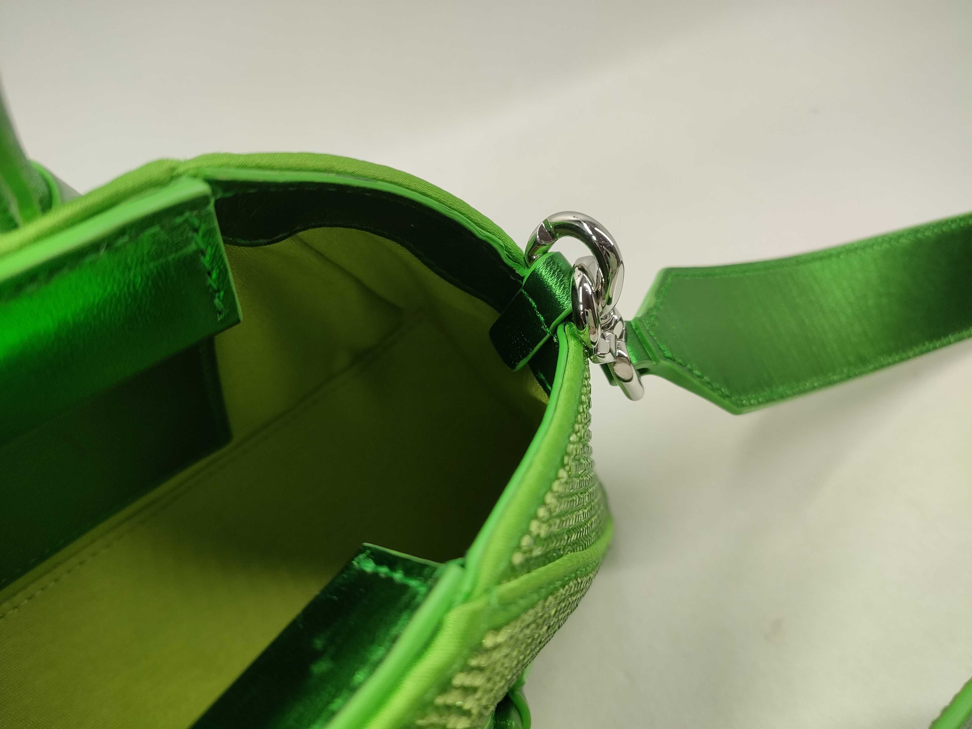 Mini Antigona Rhinestone Padlock Green Handbag with Stud — view 11