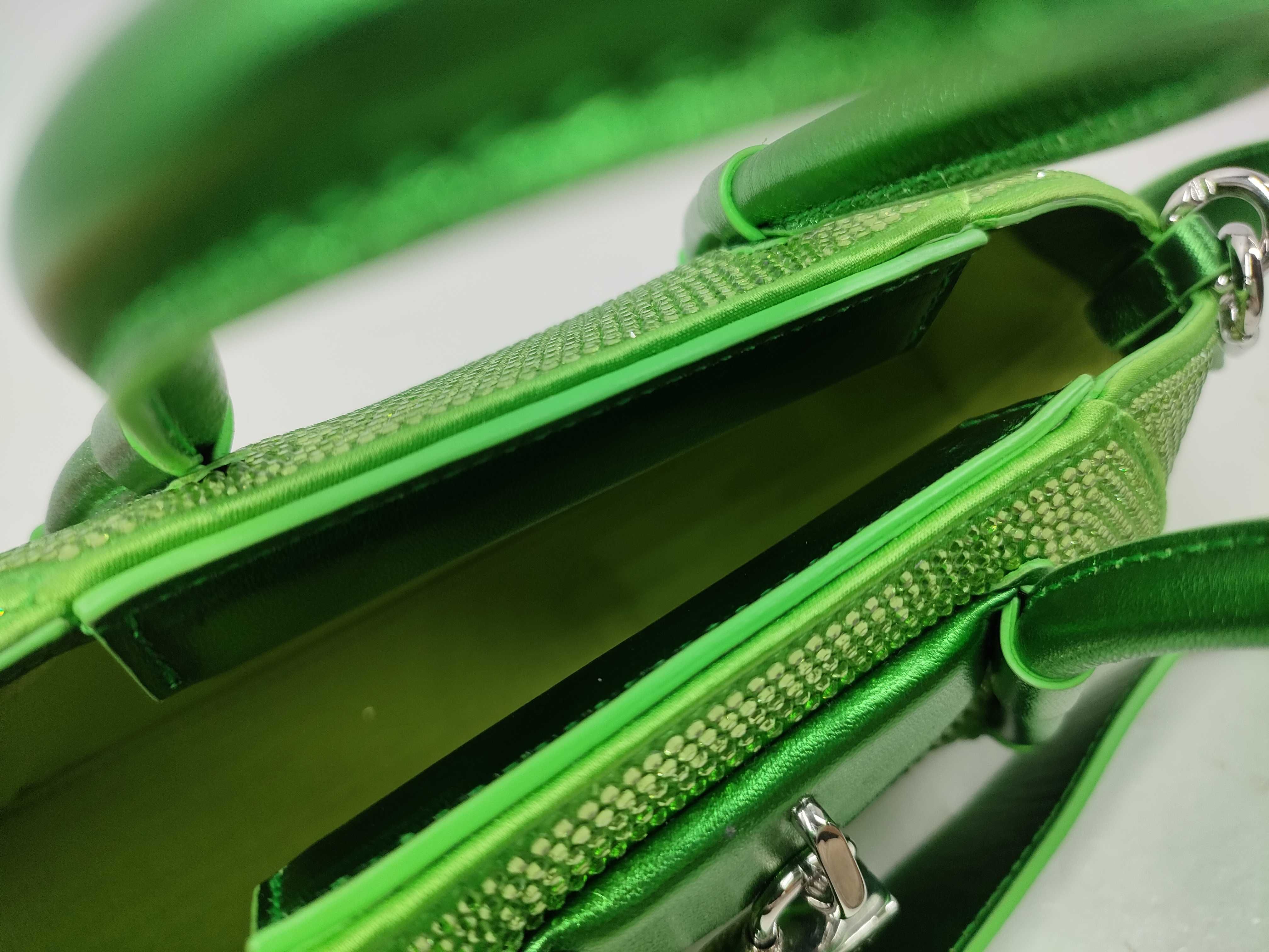Mini Antigona Rhinestone Padlock Green Handbag with Stud — view 13