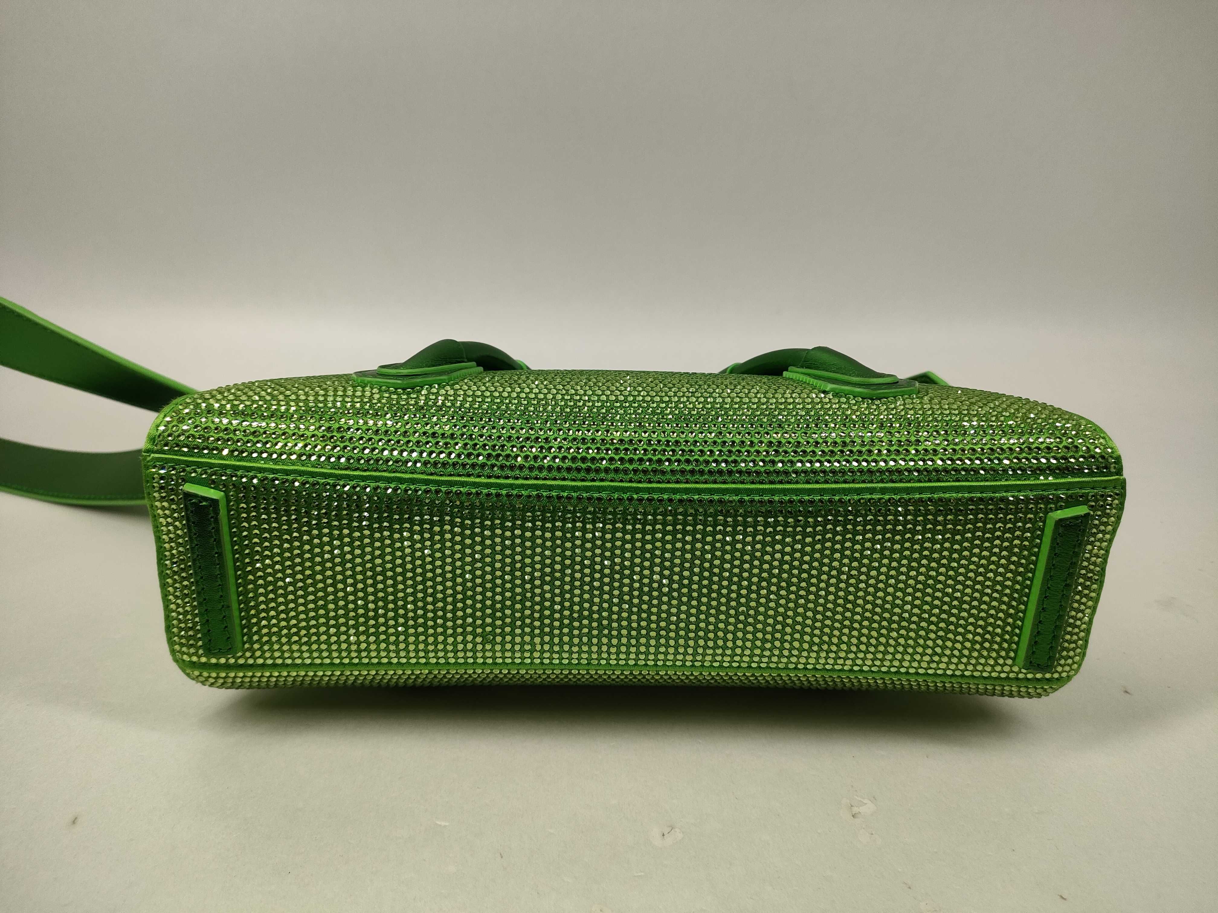Mini Antigona Rhinestone Padlock Green Handbag with Stud — view 6