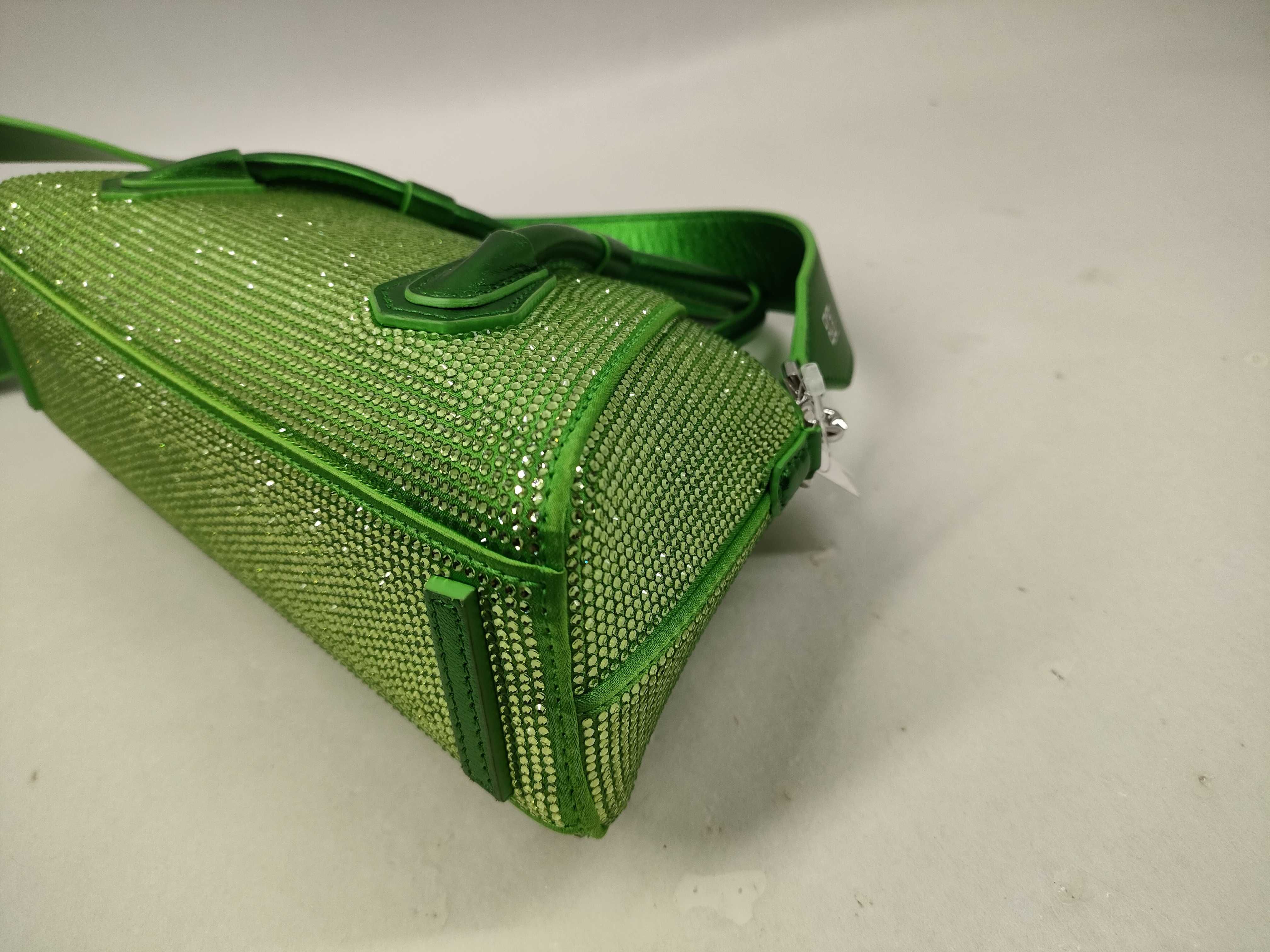 Mini Antigona Rhinestone Padlock Green Handbag with Stud — view 7