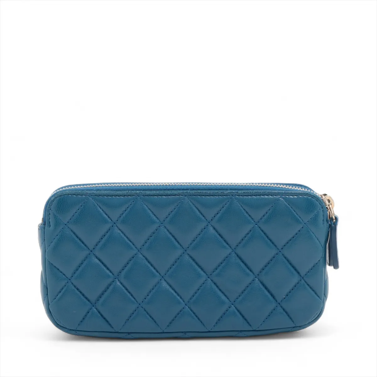 Matelasse Lambskin Chain Wallet Blue Gold Hardware 23662364 No. 23 — view 2