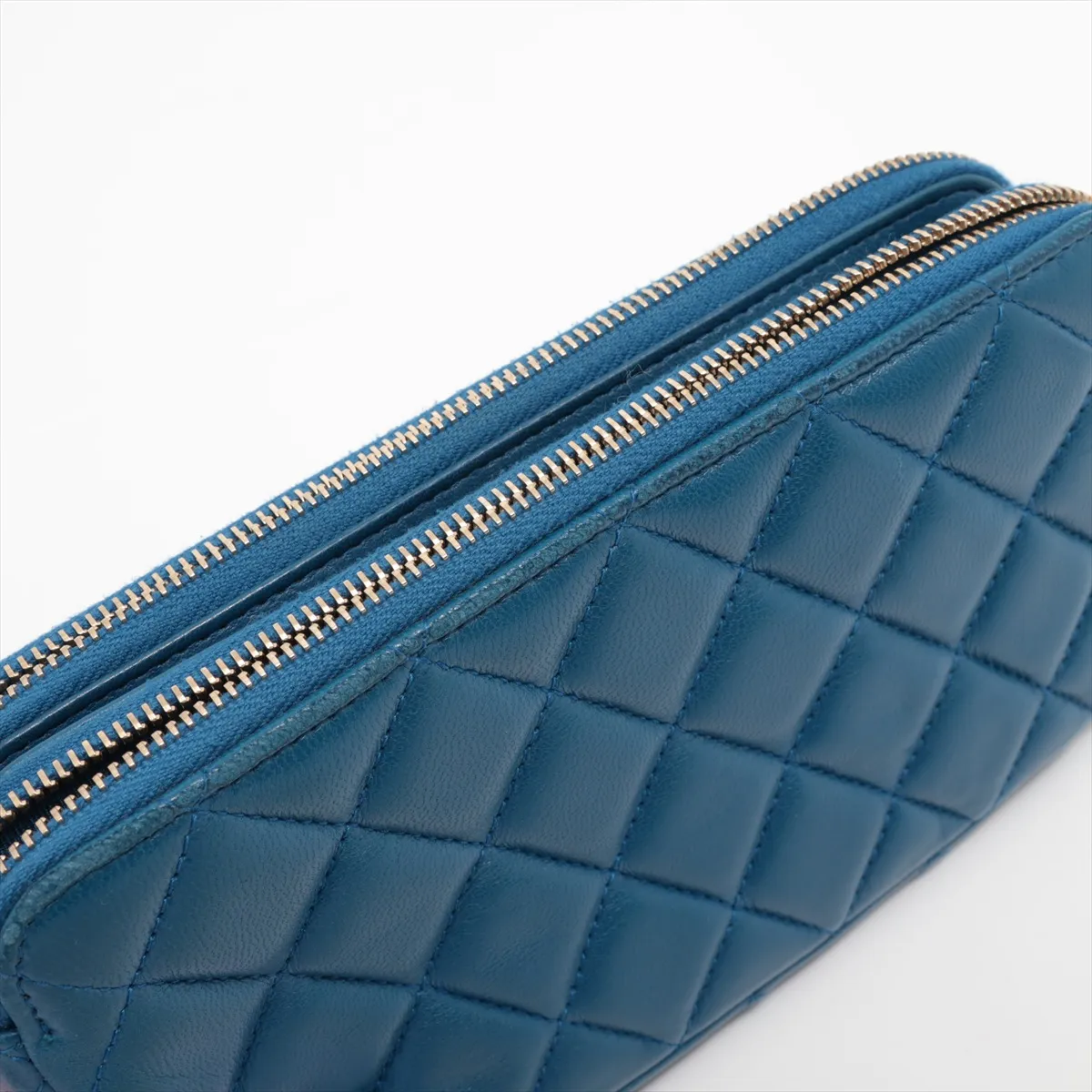 Matelasse Lambskin Chain Wallet Blue Gold Hardware 23662364 No. 23 — view 12
