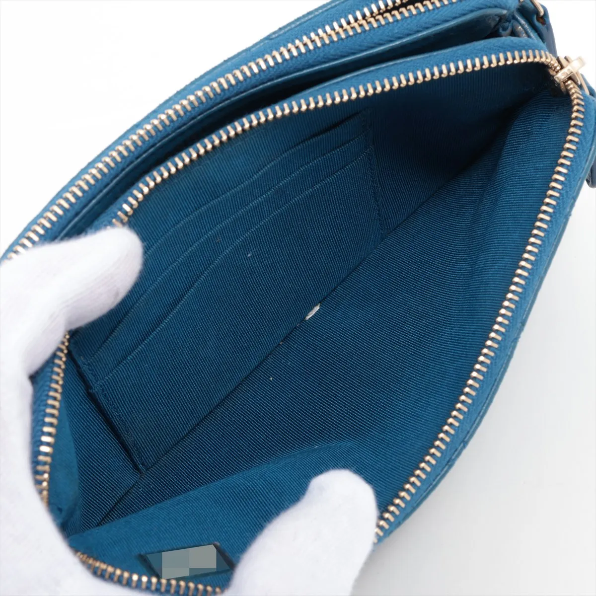 Matelasse Lambskin Chain Wallet Blue Gold Hardware 23662364 No. 23 — view 7