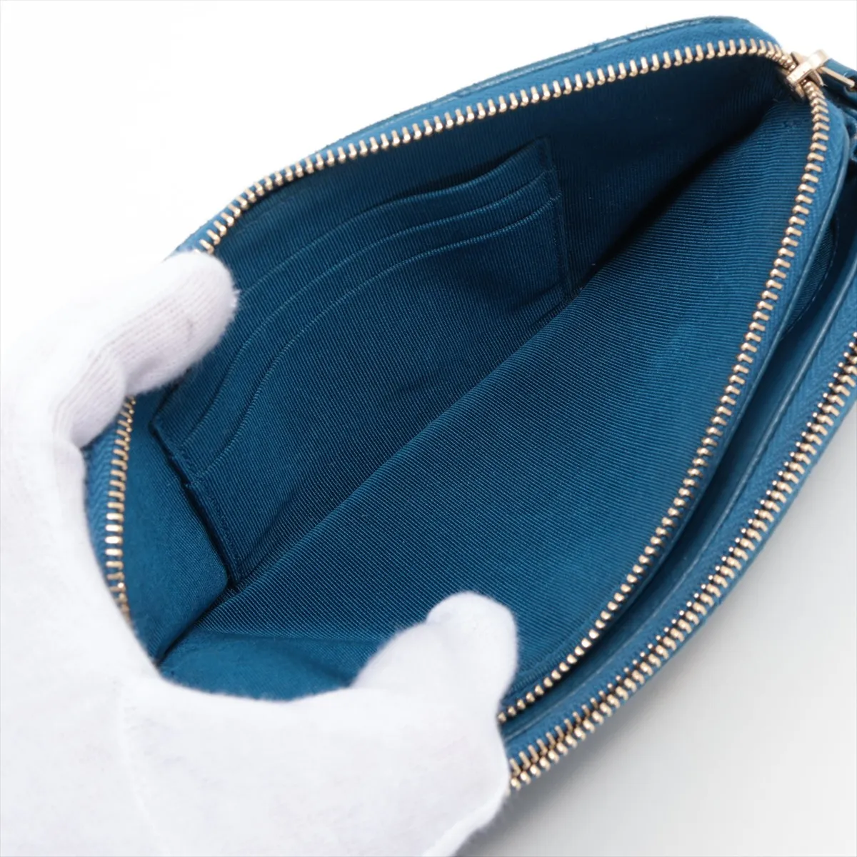 Matelasse Lambskin Chain Wallet Blue Gold Hardware 23662364 No. 23 — view 8