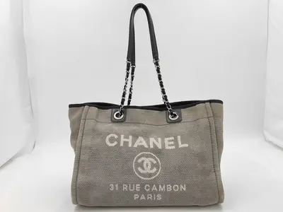 BAG DEAUVILLE LARGE TWEED 2WAY CHAIN ​​TOTE GREY NO.16 NO CARD Tote Bag
