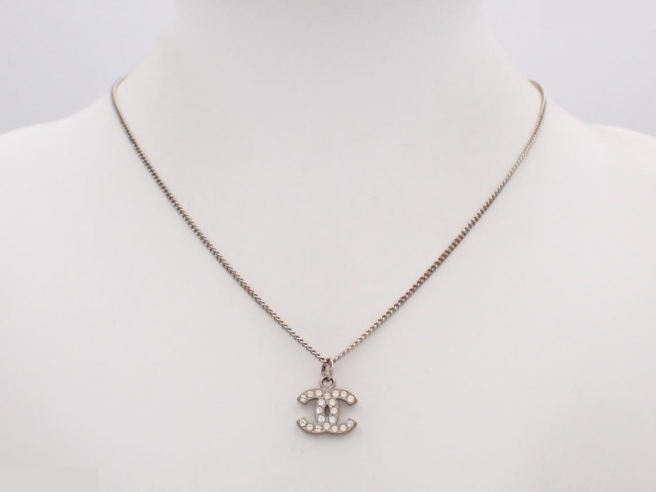 Coco Mark Rhinestone Silver Necklace, Chain approx. 44cm — view 3