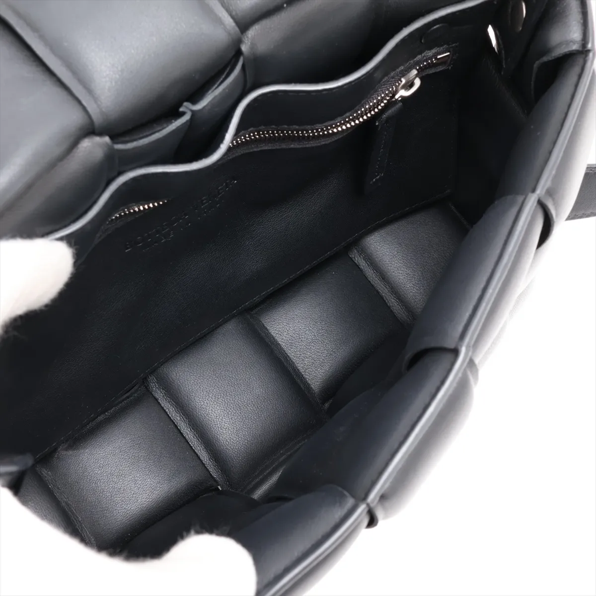 Maxi Intrecciato Padded Cassette Leather Shoulder Bag, Black — view 6