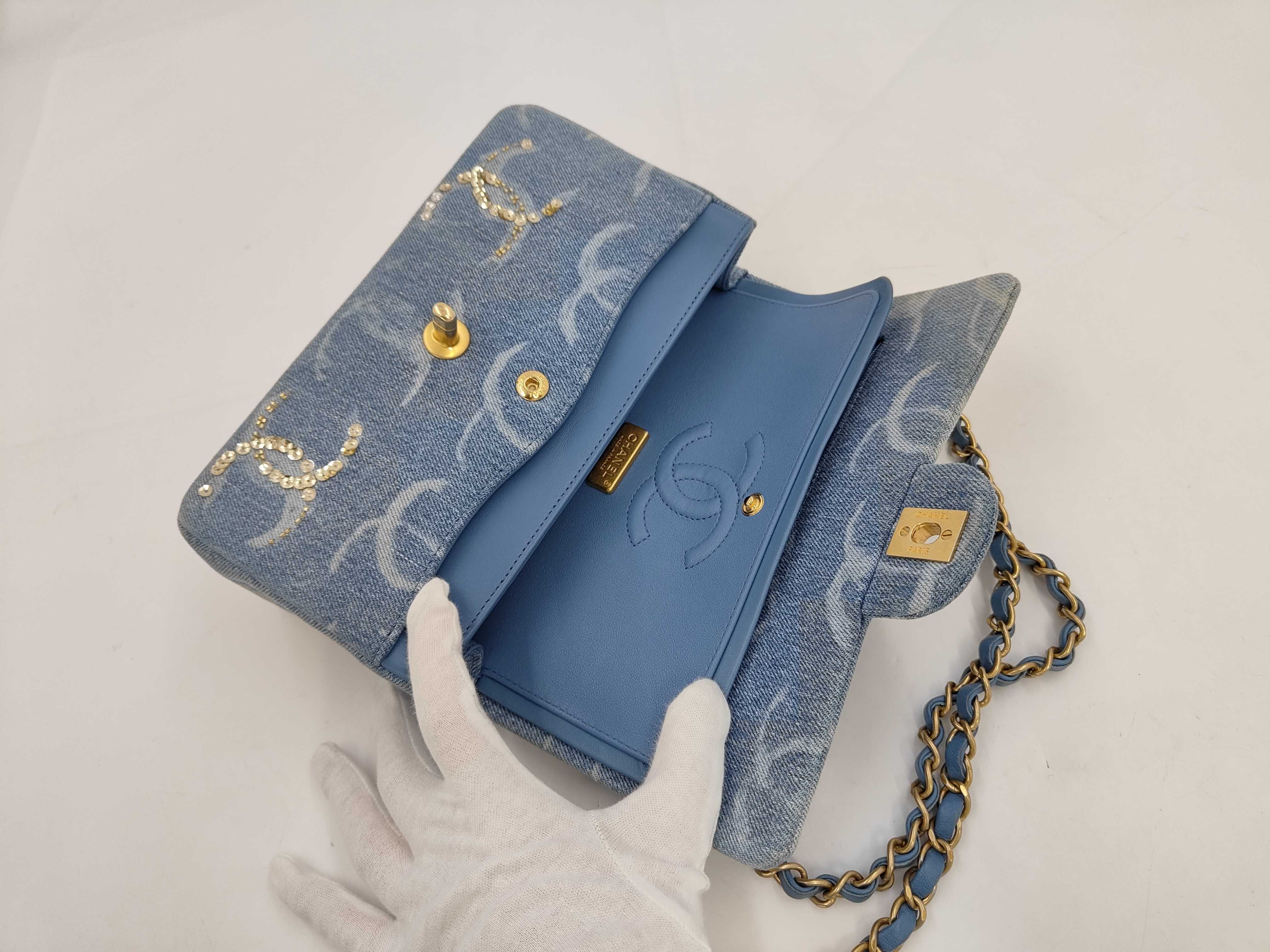 Denim Double Flap Handbag — view 8