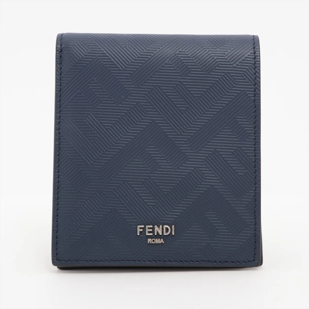 FF 7M0169 Leather Compact Wallet Navy