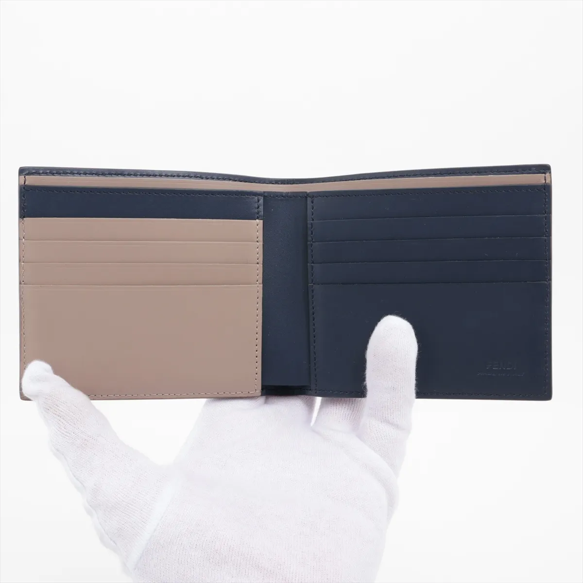 FF 7M0169 Leather Compact Wallet Navy — view 3