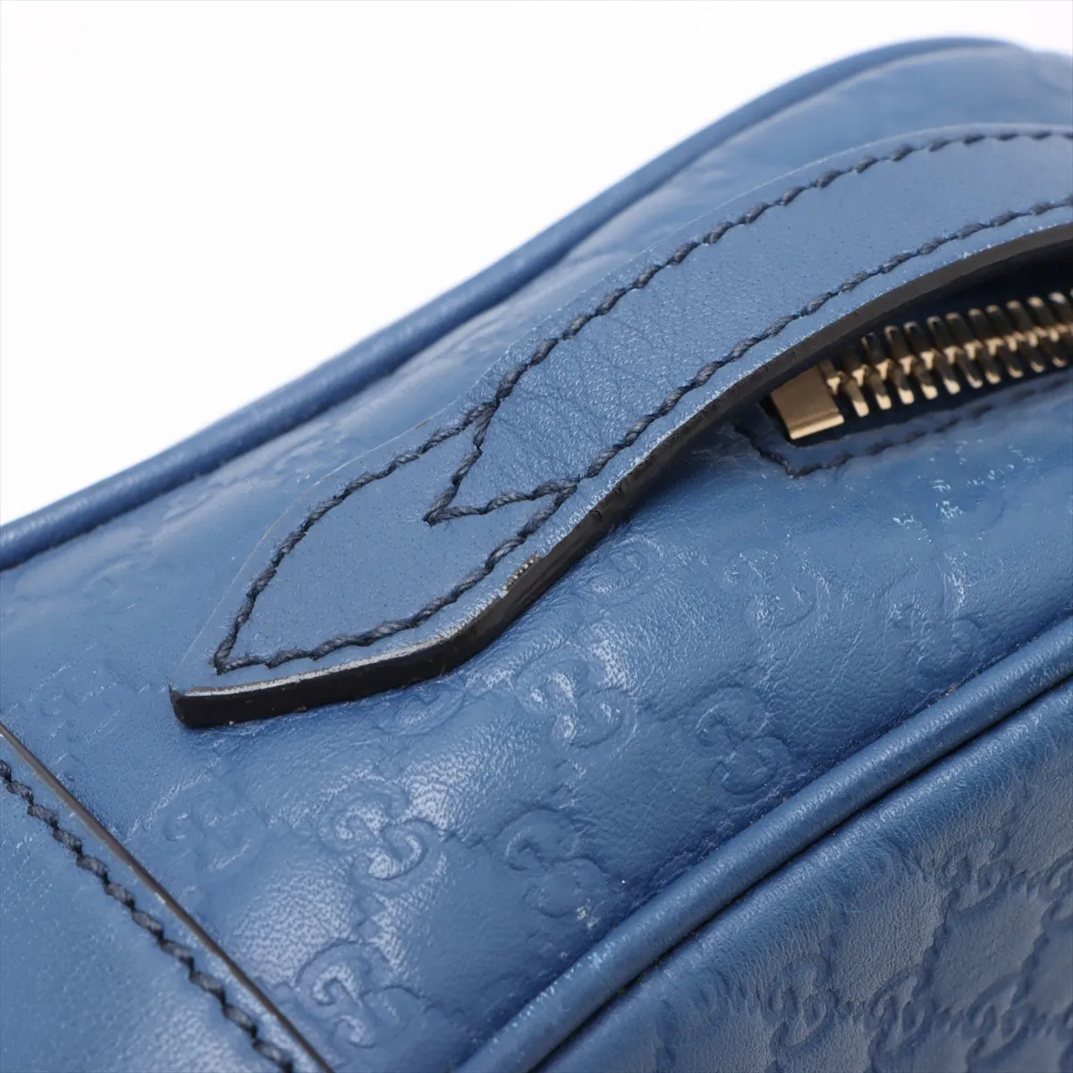 Micro Guccisima Leather Shoulder Bag Blue 449413 Outlet — view 12