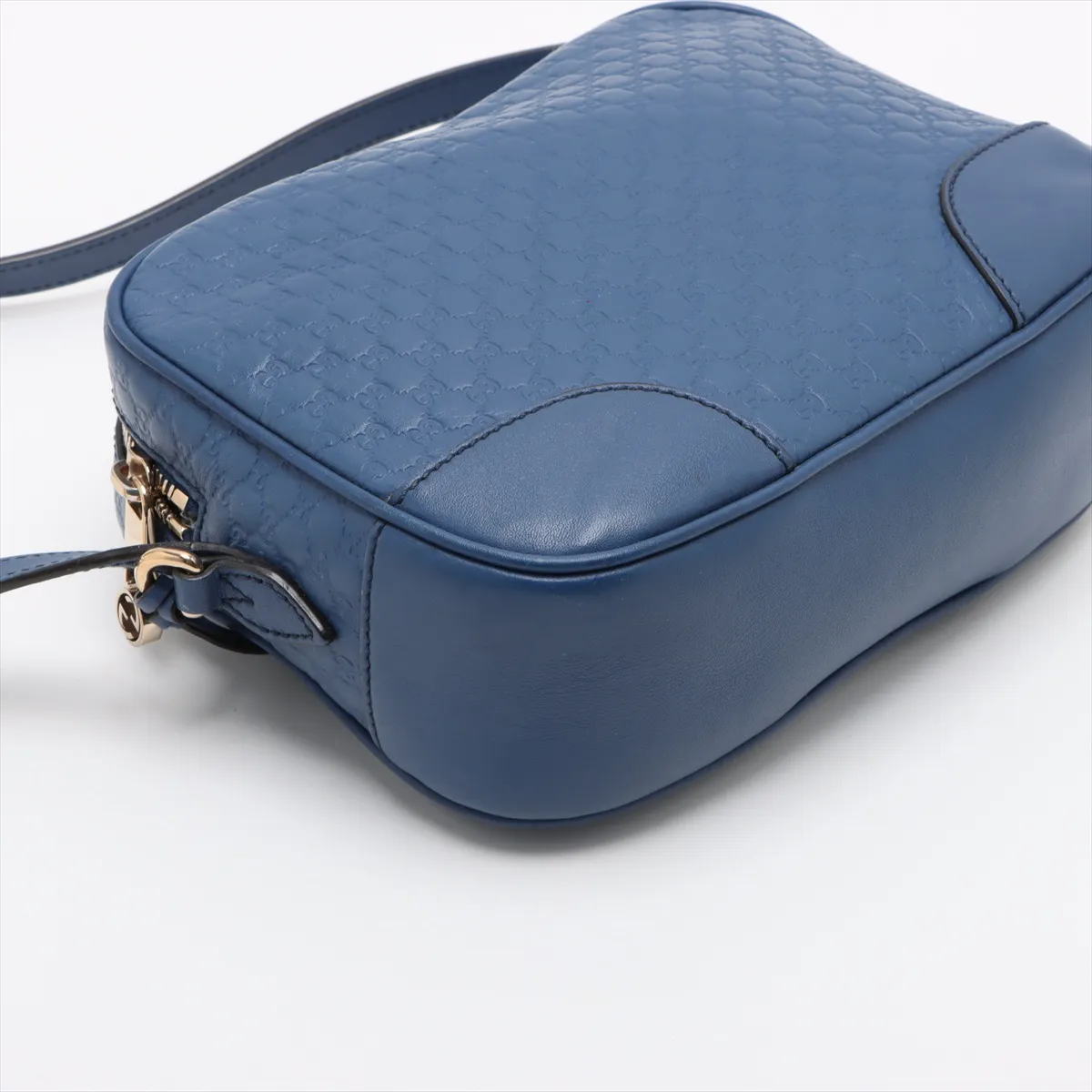 Micro Guccisima Leather Shoulder Bag Blue 449413 Outlet — view 4