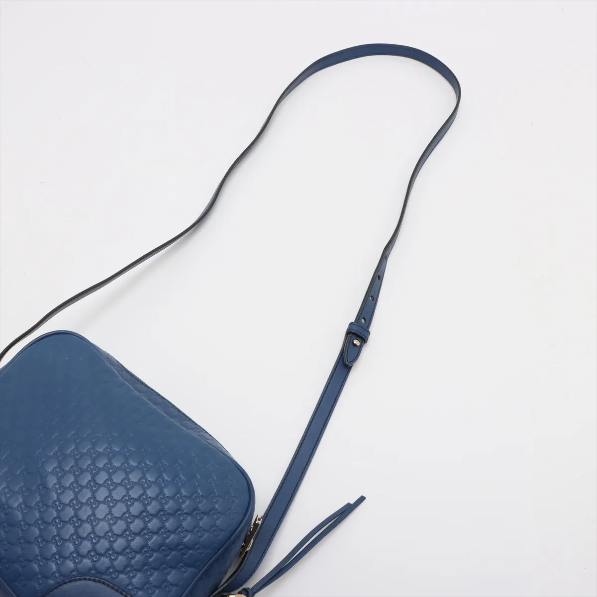 Micro Guccisima Leather Shoulder Bag Blue 449413 Outlet — view 5