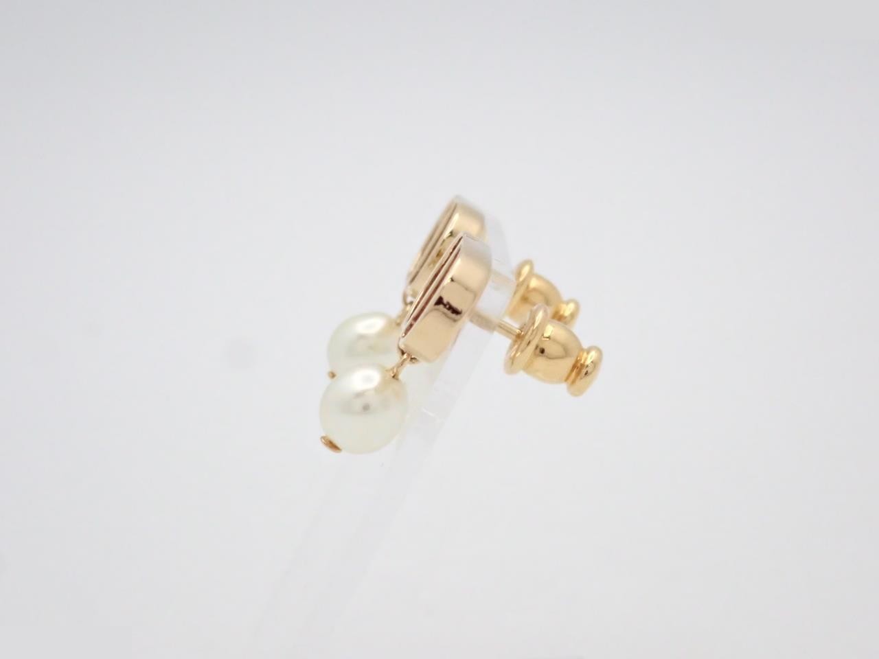 CD logo pearl swing earrings — view 3