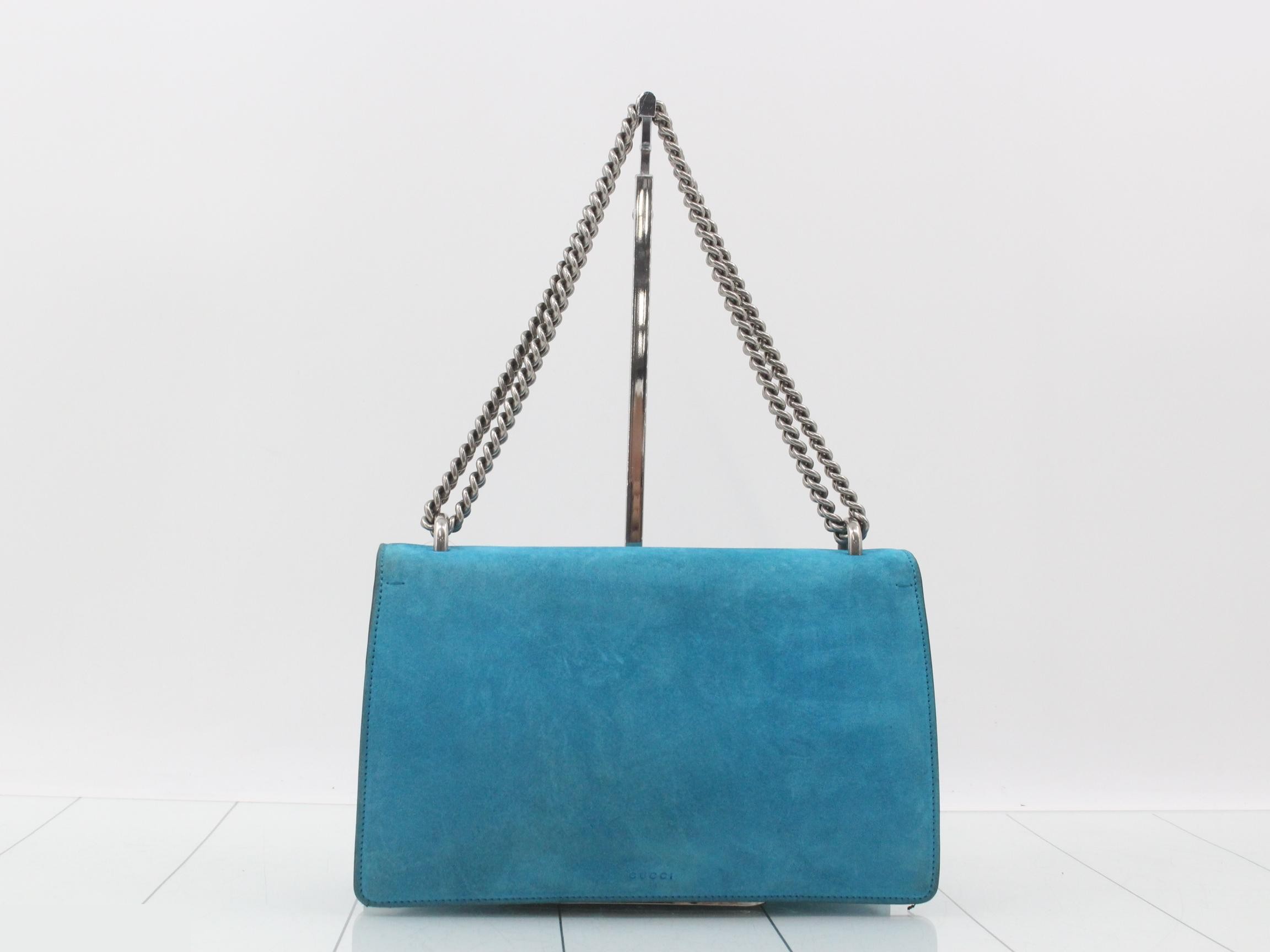 Dionysus Suede/Leather Chain Shoulder Bag, Blue — view 2