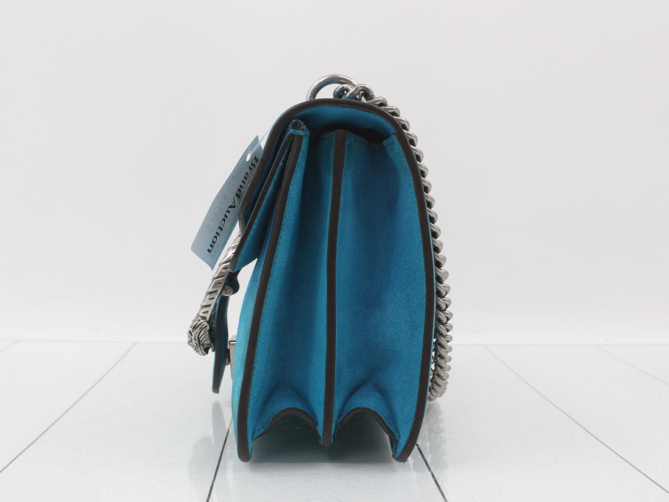 Dionysus Suede/Leather Chain Shoulder Bag, Blue — view 3