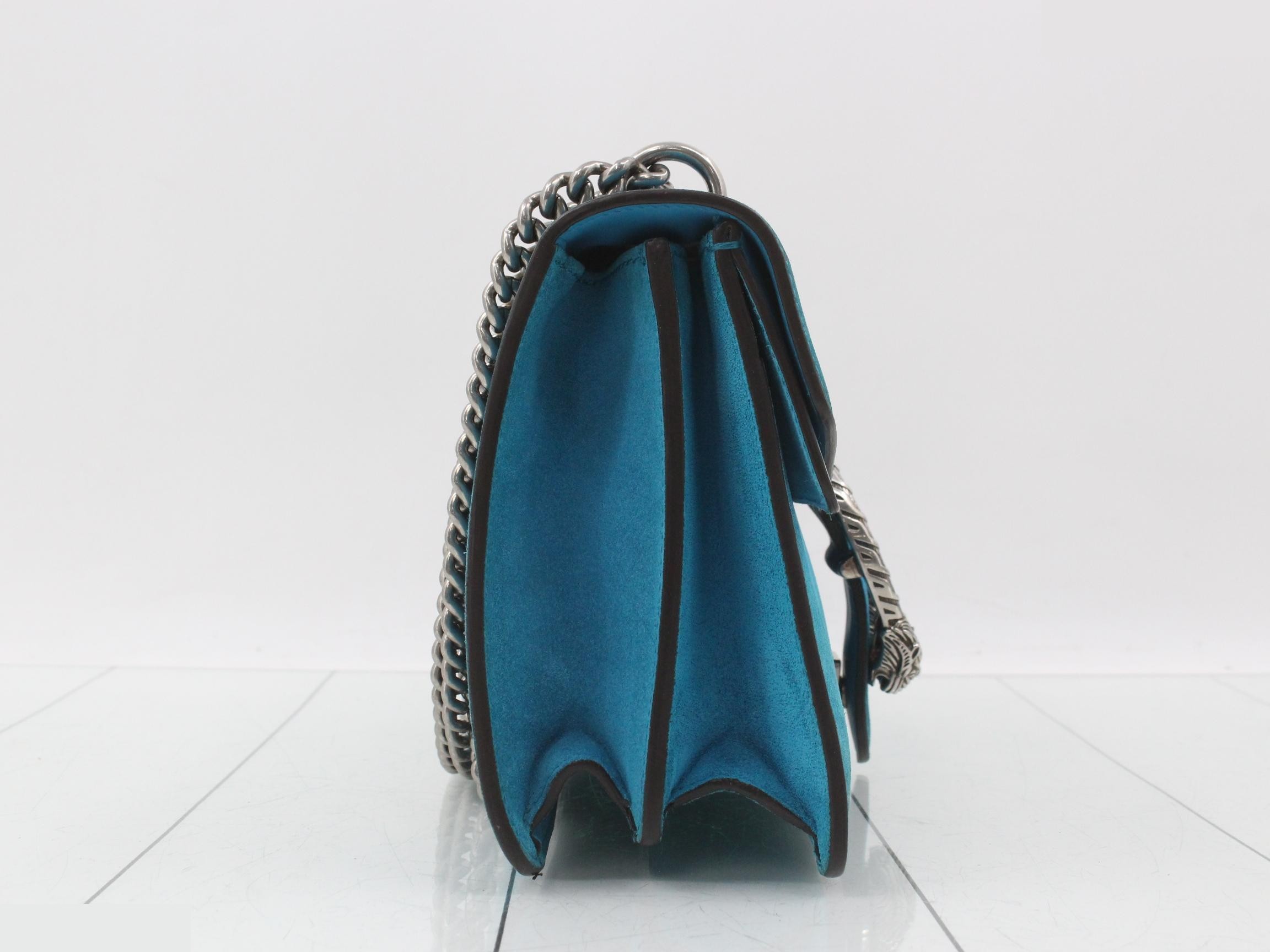 Dionysus Suede/Leather Chain Shoulder Bag, Blue — view 4