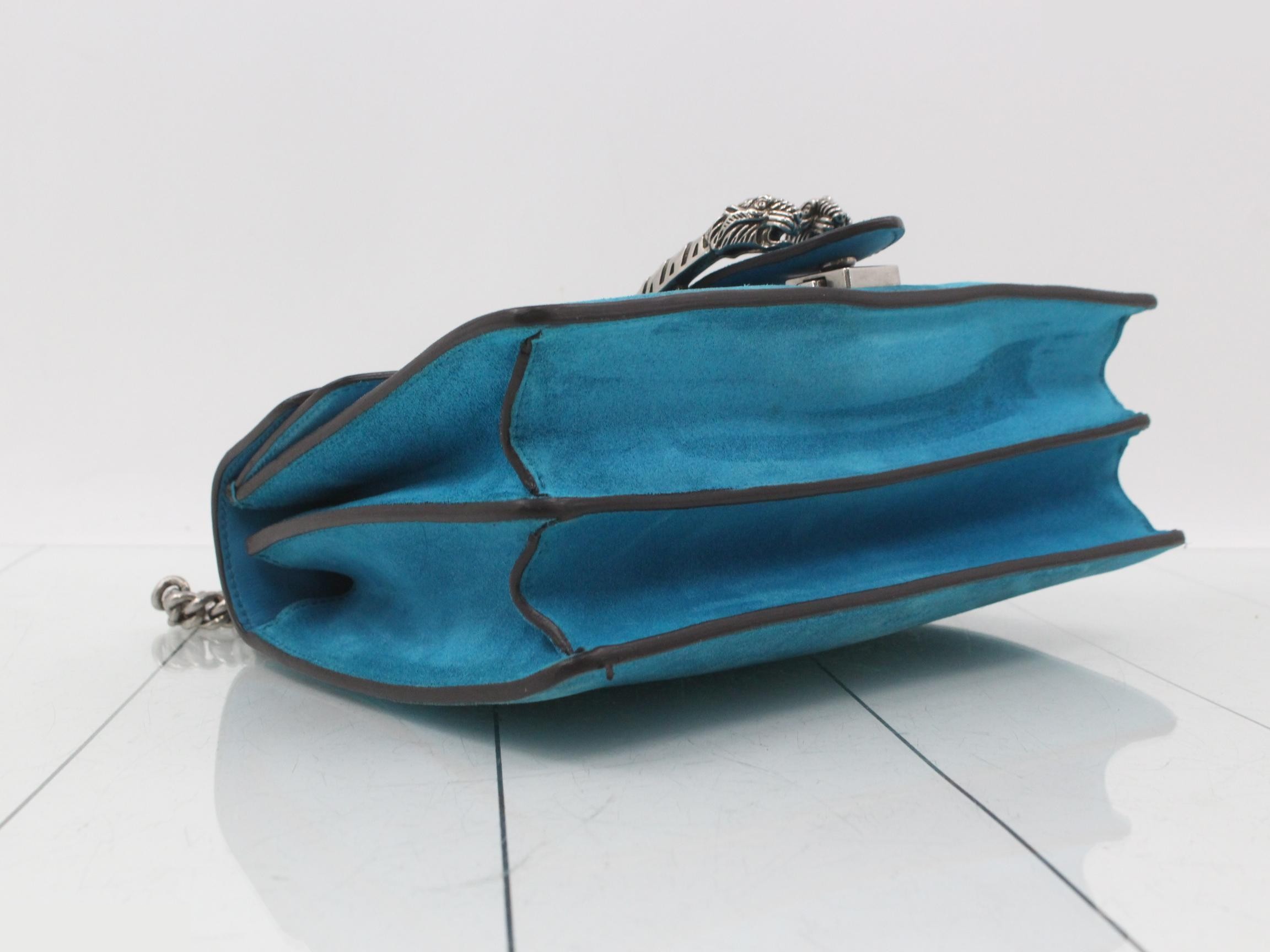 Dionysus Suede/Leather Chain Shoulder Bag, Blue — view 5