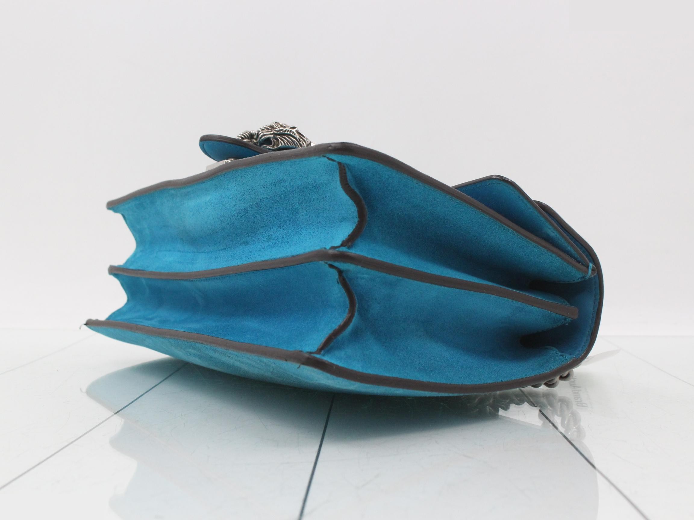 Dionysus Suede/Leather Chain Shoulder Bag, Blue — view 6