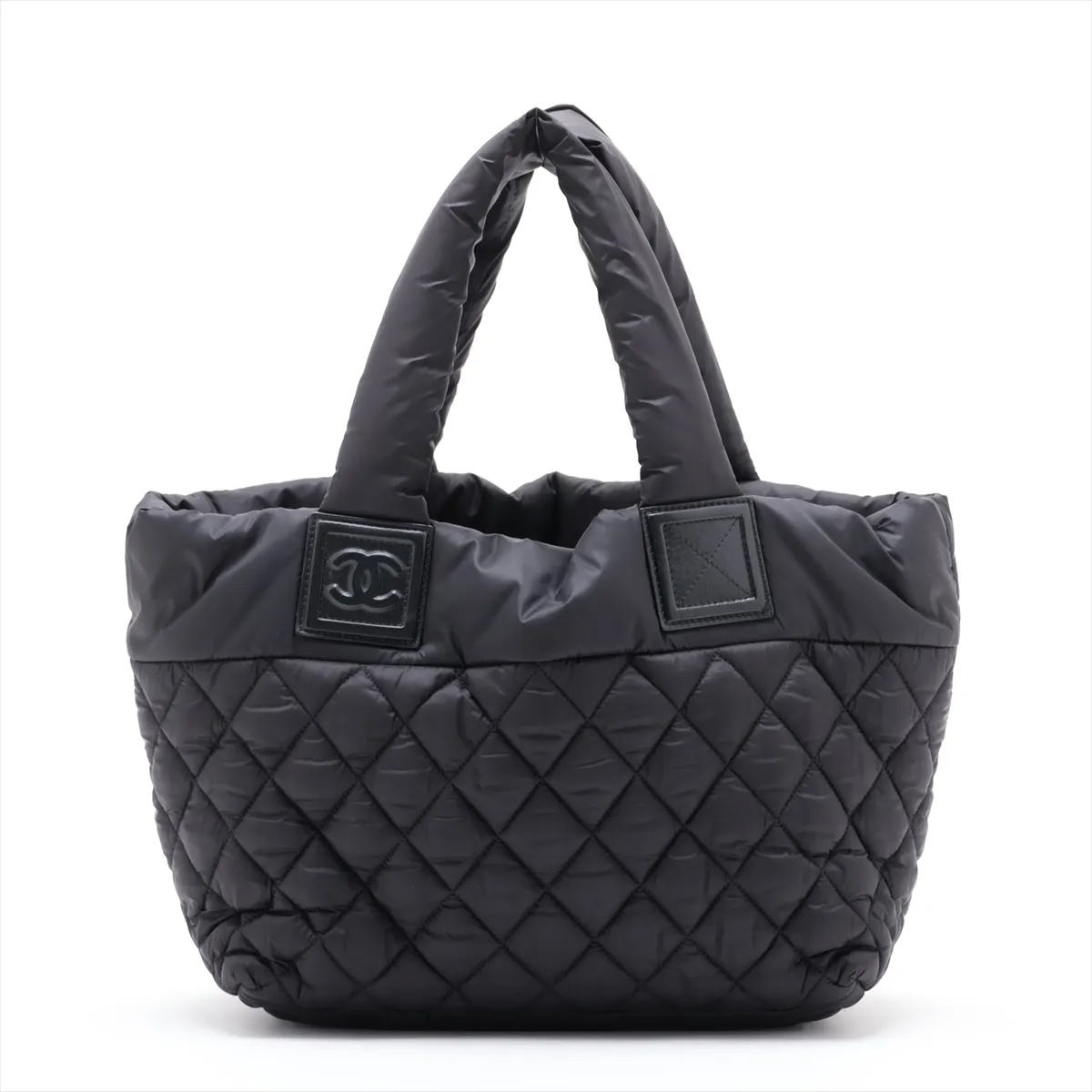 Coco Cocoon Nylon x Leather Tote Bag, Black, Silver Hardware, 19938207, Serial Number 19-series, External Stitching. — view 2