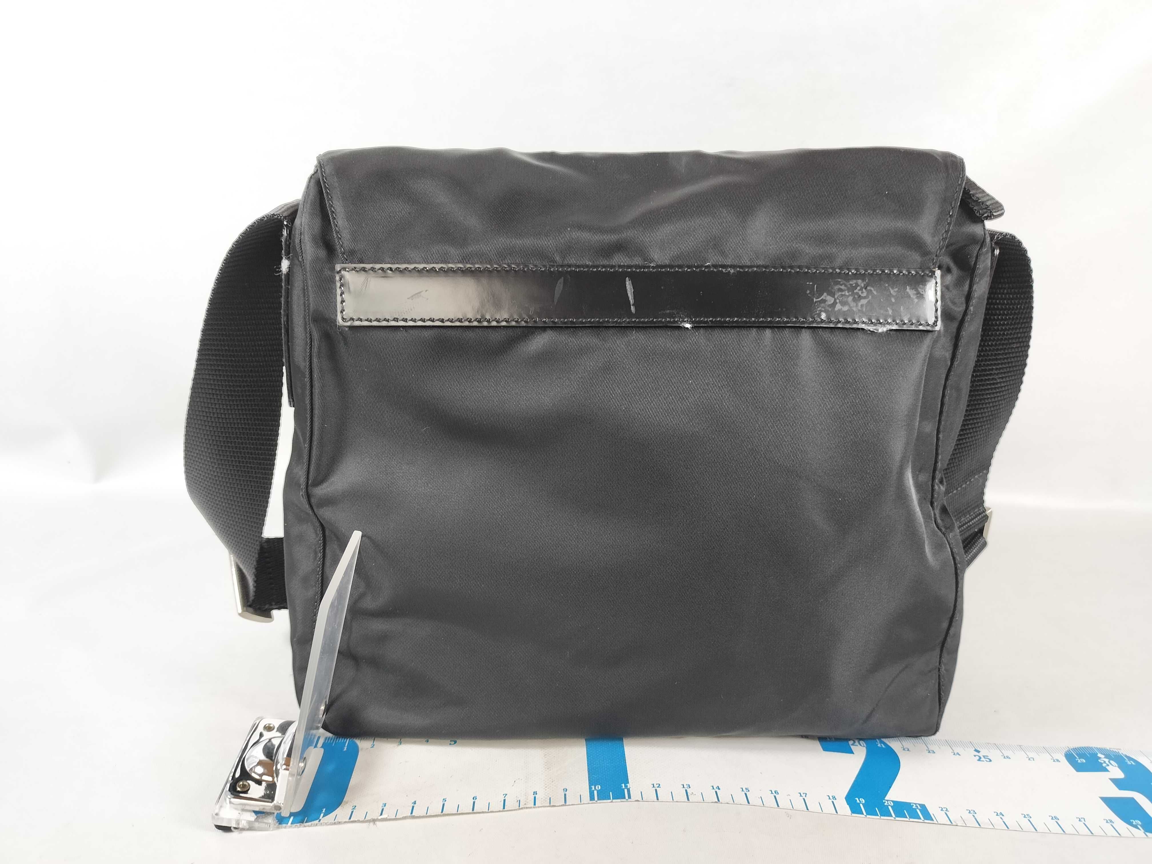 Nylon Shoulder Bag, Black, Triangle Logo Plate, Zipper Included, B8994 134 Shoulder Bag — view 2