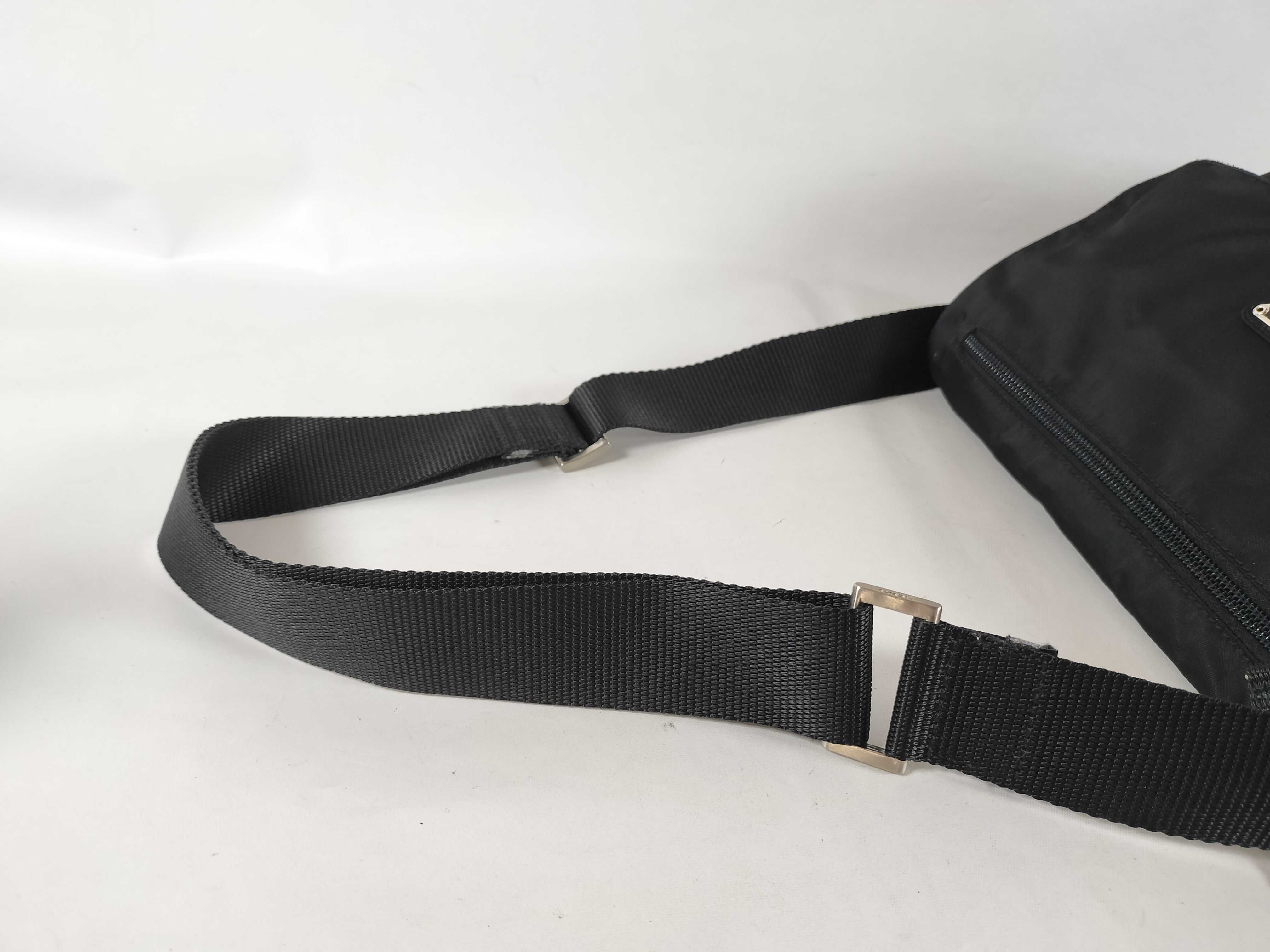 Nylon Shoulder Bag, Black, Triangle Logo Plate, Zipper Included, B8994 134 Shoulder Bag — view 3