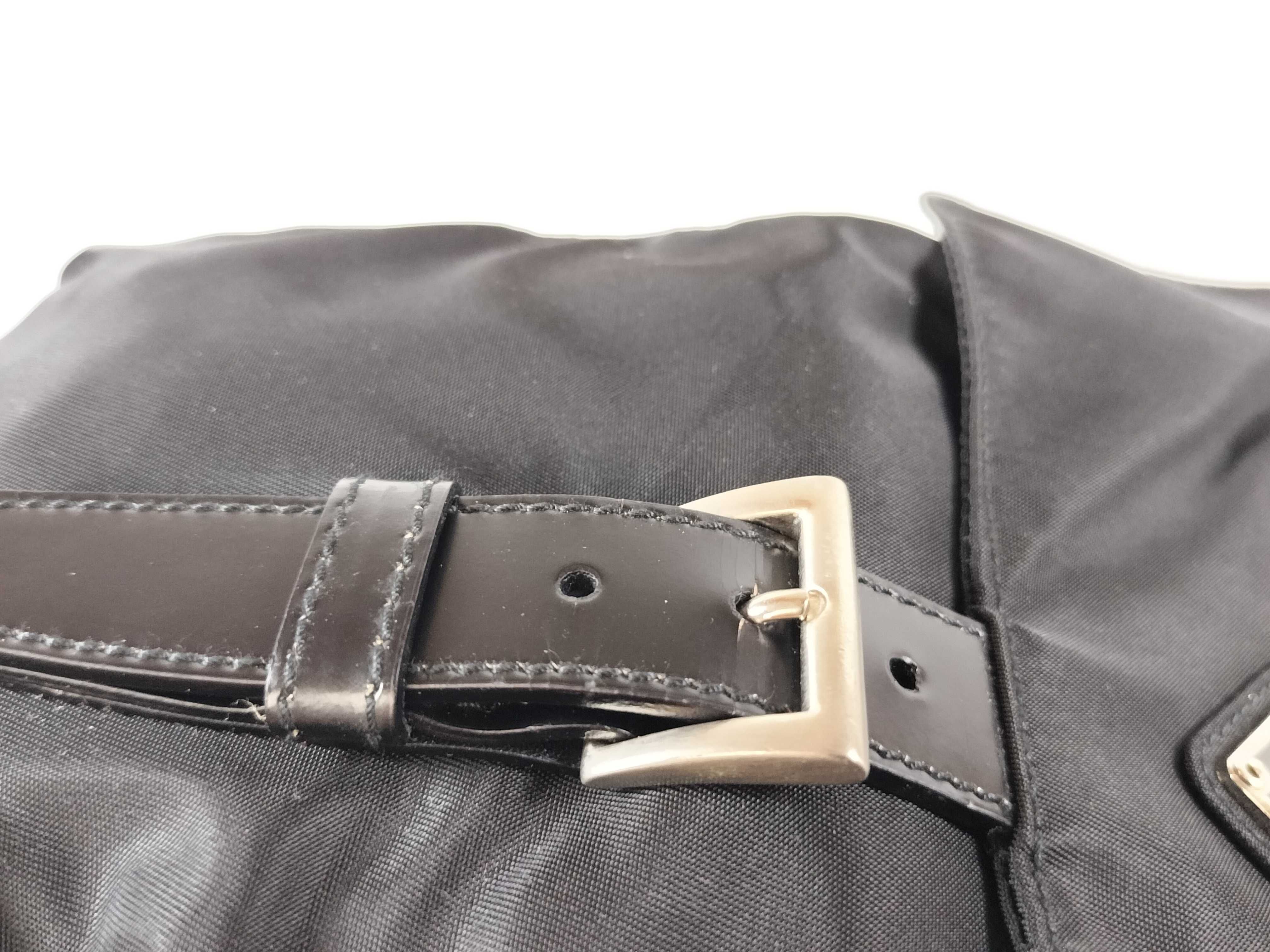 Nylon Shoulder Bag, Black, Triangle Logo Plate, Zipper Included, B8994 134 Shoulder Bag — view 9