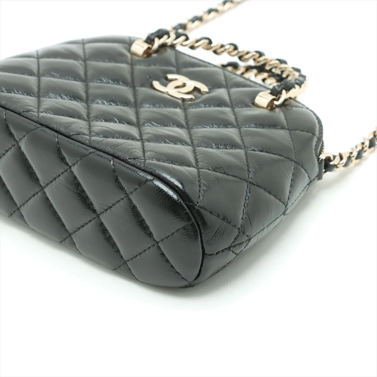 Matelasse Leather 2WAY Handbag Black Gold Hardware KL379X96 Random Serial — view 3