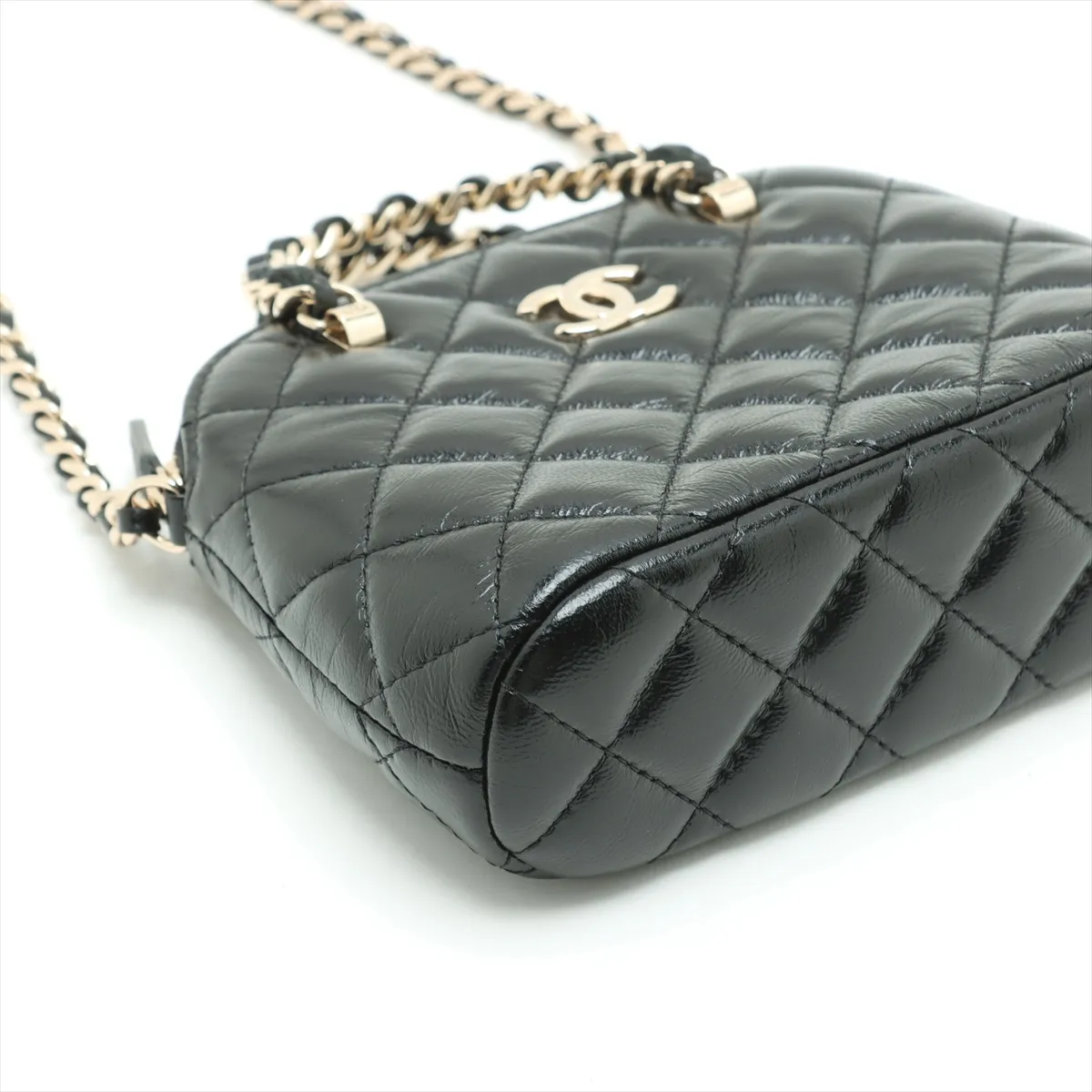 Matelasse Leather 2WAY Handbag Black Gold Hardware KL379X96 Random Serial — view 4