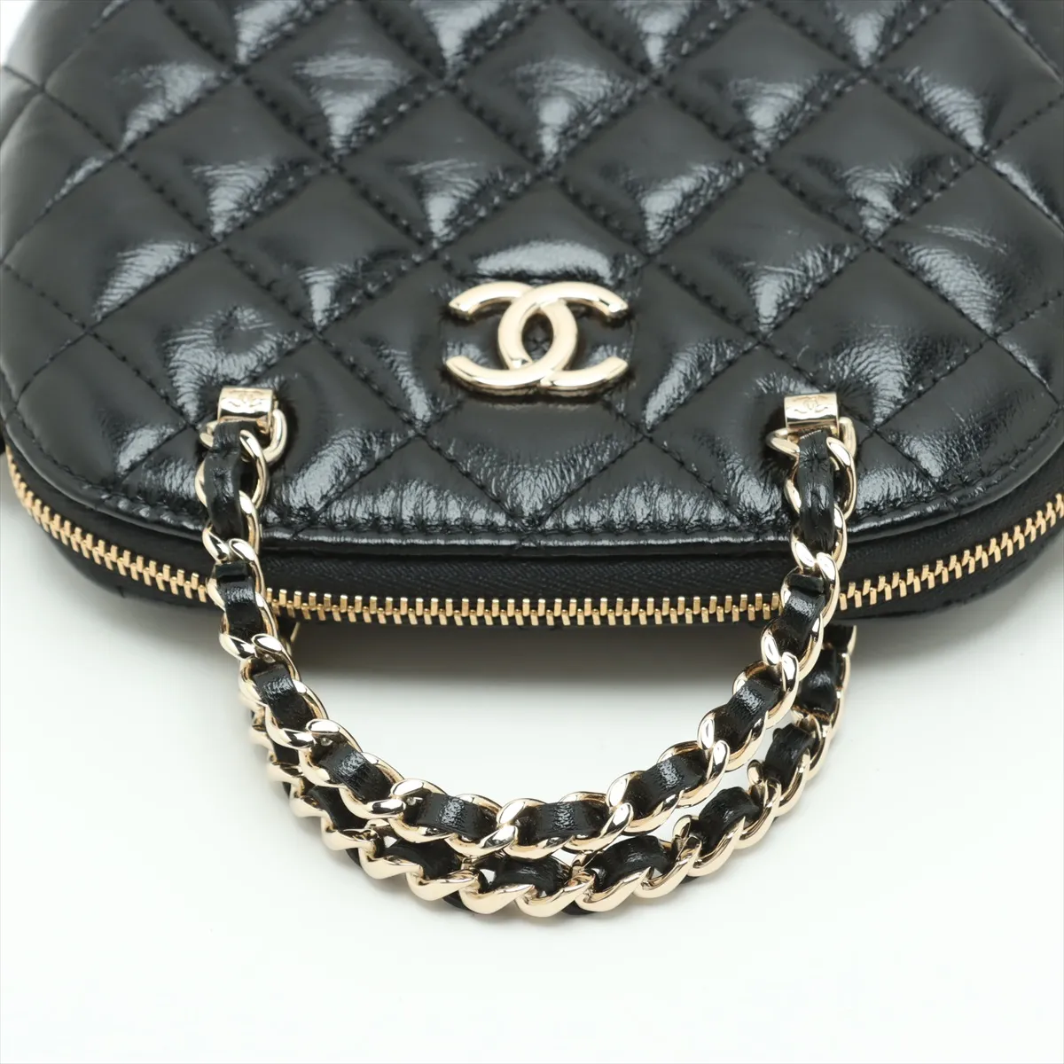Matelasse Leather 2WAY Handbag Black Gold Hardware KL379X96 Random Serial — view 5