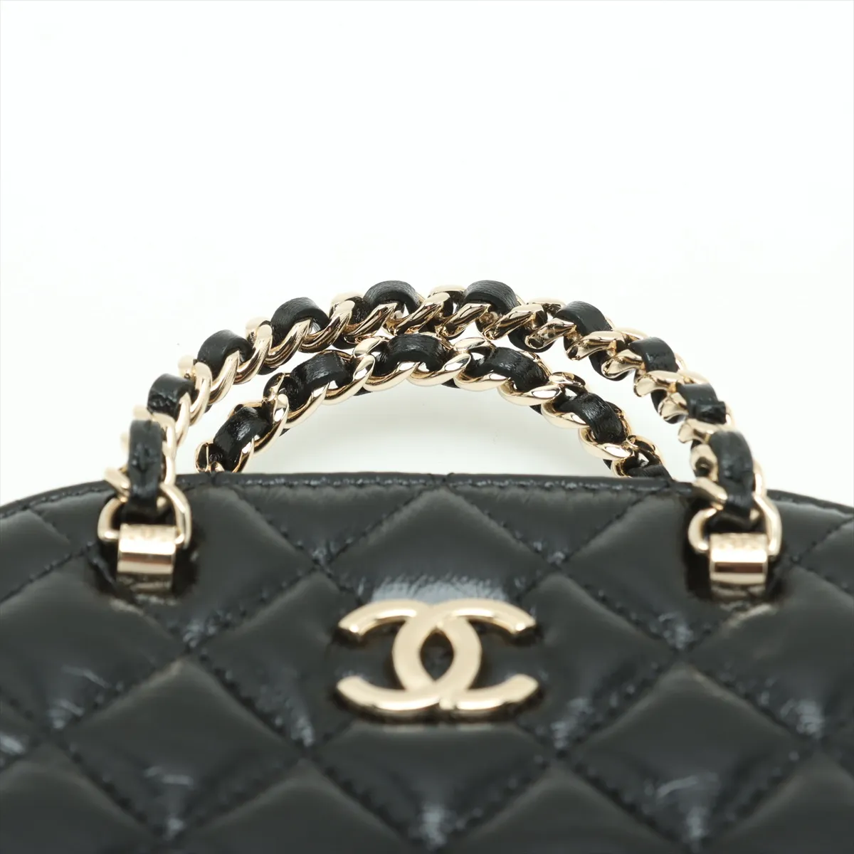 Matelasse Leather 2WAY Handbag Black Gold Hardware KL379X96 Random Serial — view 6