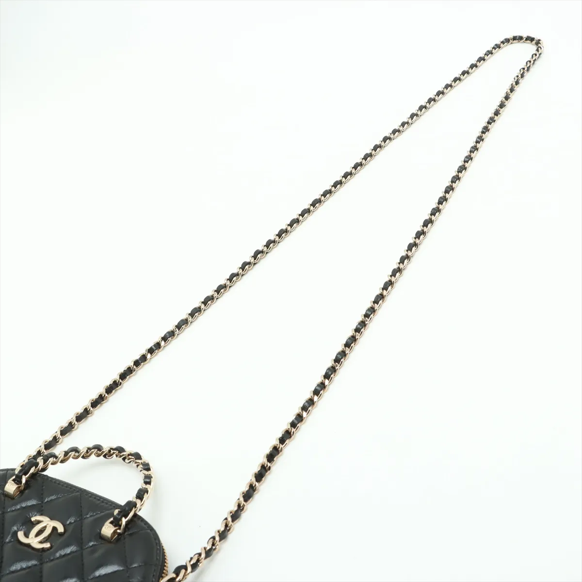 Matelasse Leather 2WAY Handbag Black Gold Hardware KL379X96 Random Serial — view 7