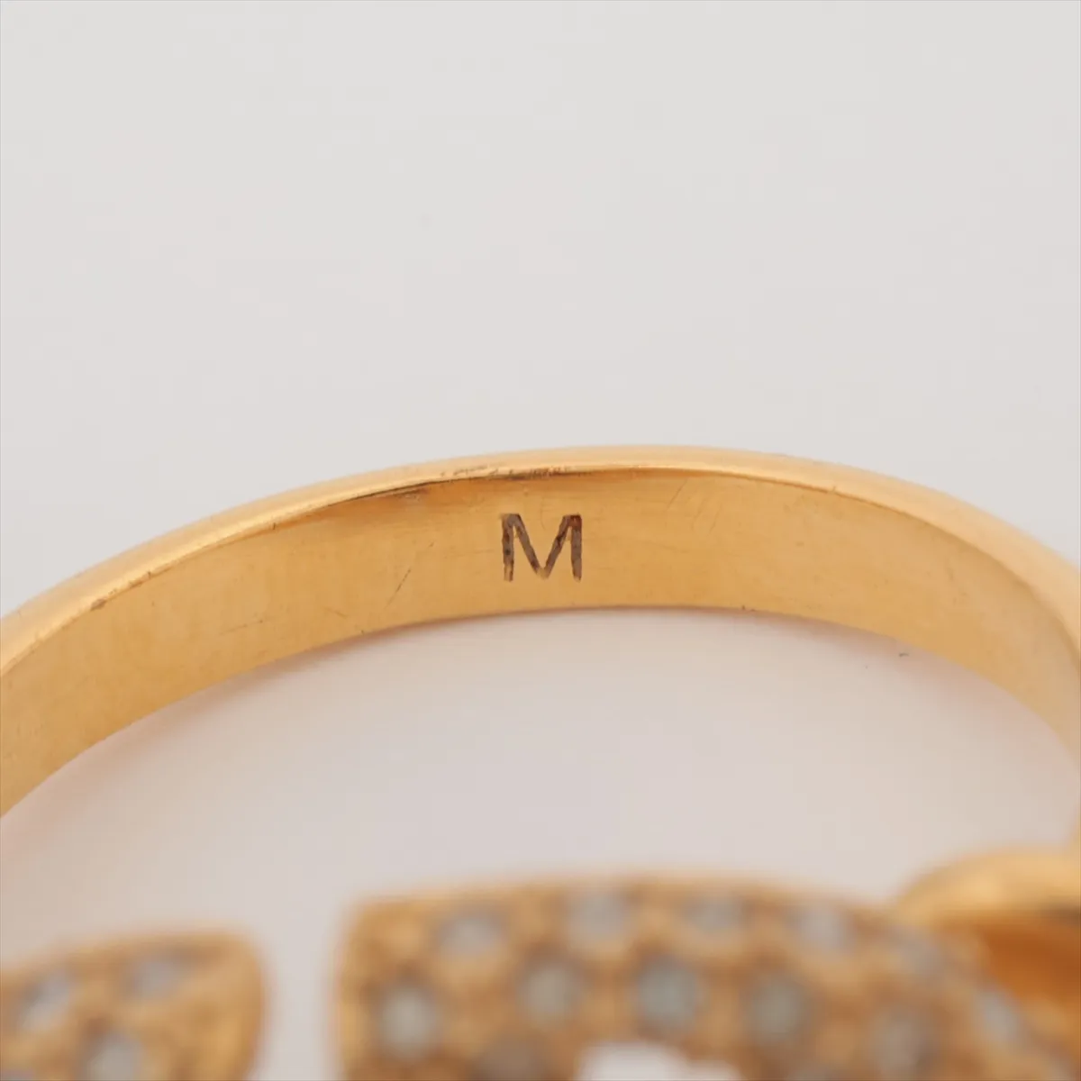 CD Navy Ring, Size M, Gold Plated with Rhinestones, Shows signs of wear, — view 4