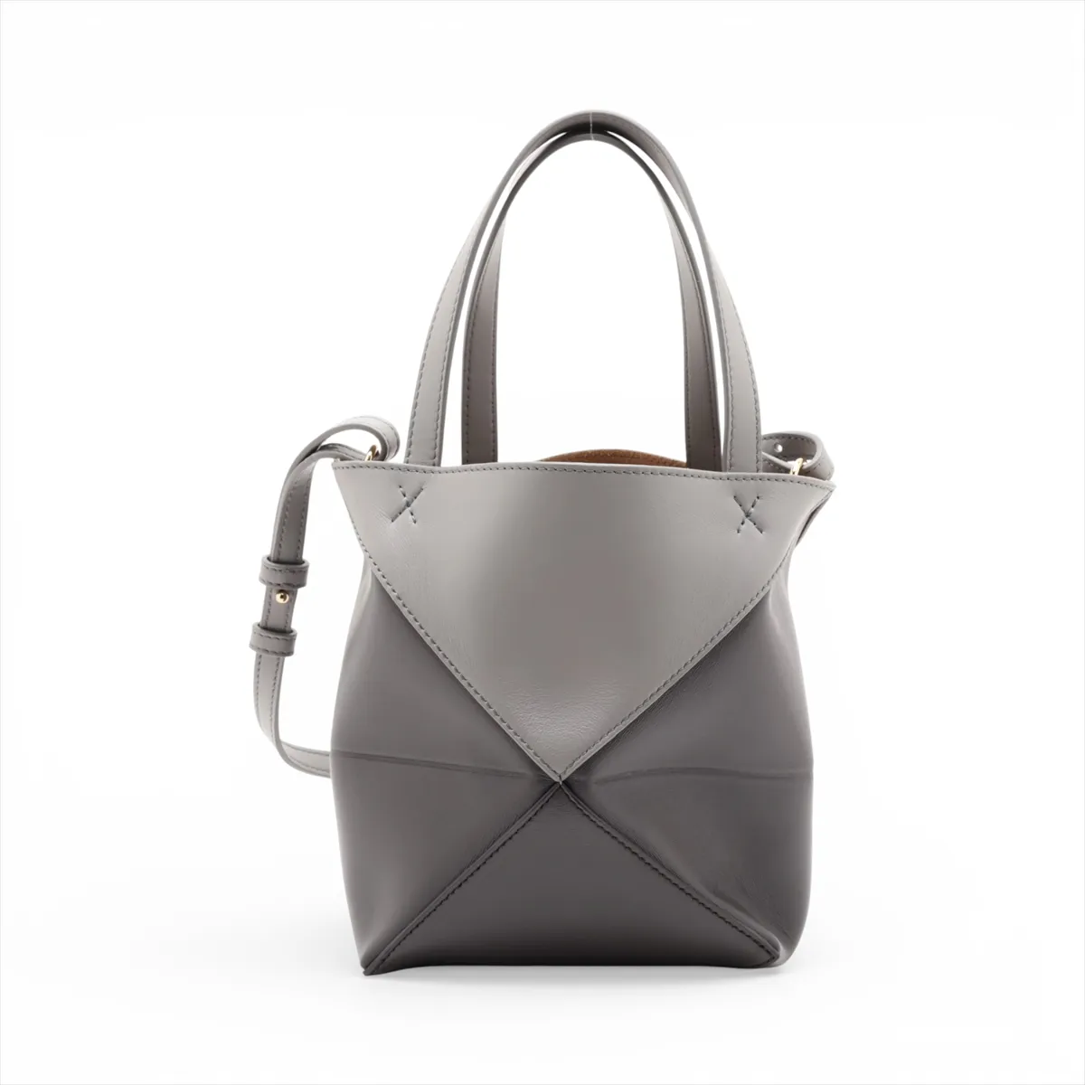 Puzzlefold Mini Leather 2-Way Tote Bag, Gray — view 2