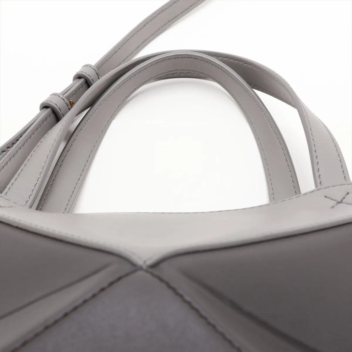 Puzzlefold Mini Leather 2-Way Tote Bag, Gray — view 6