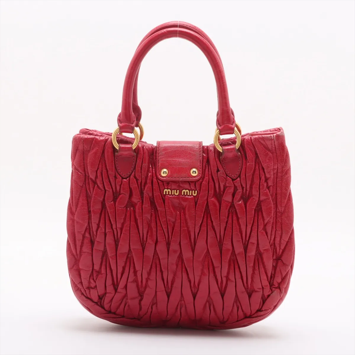 Matelasse Leather 2WAY Handbag Red — view 2
